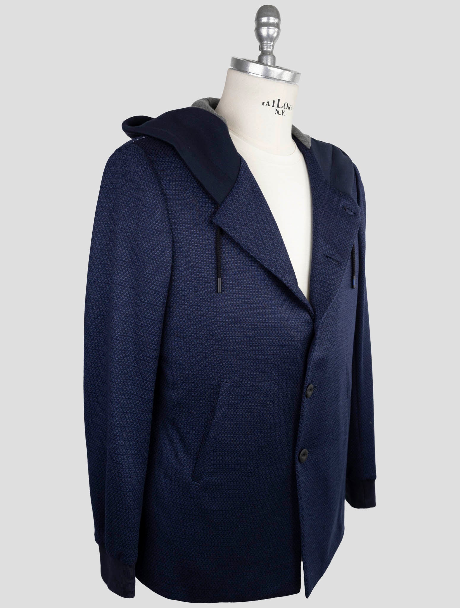 Kiton Knt Blue Wool Blazer