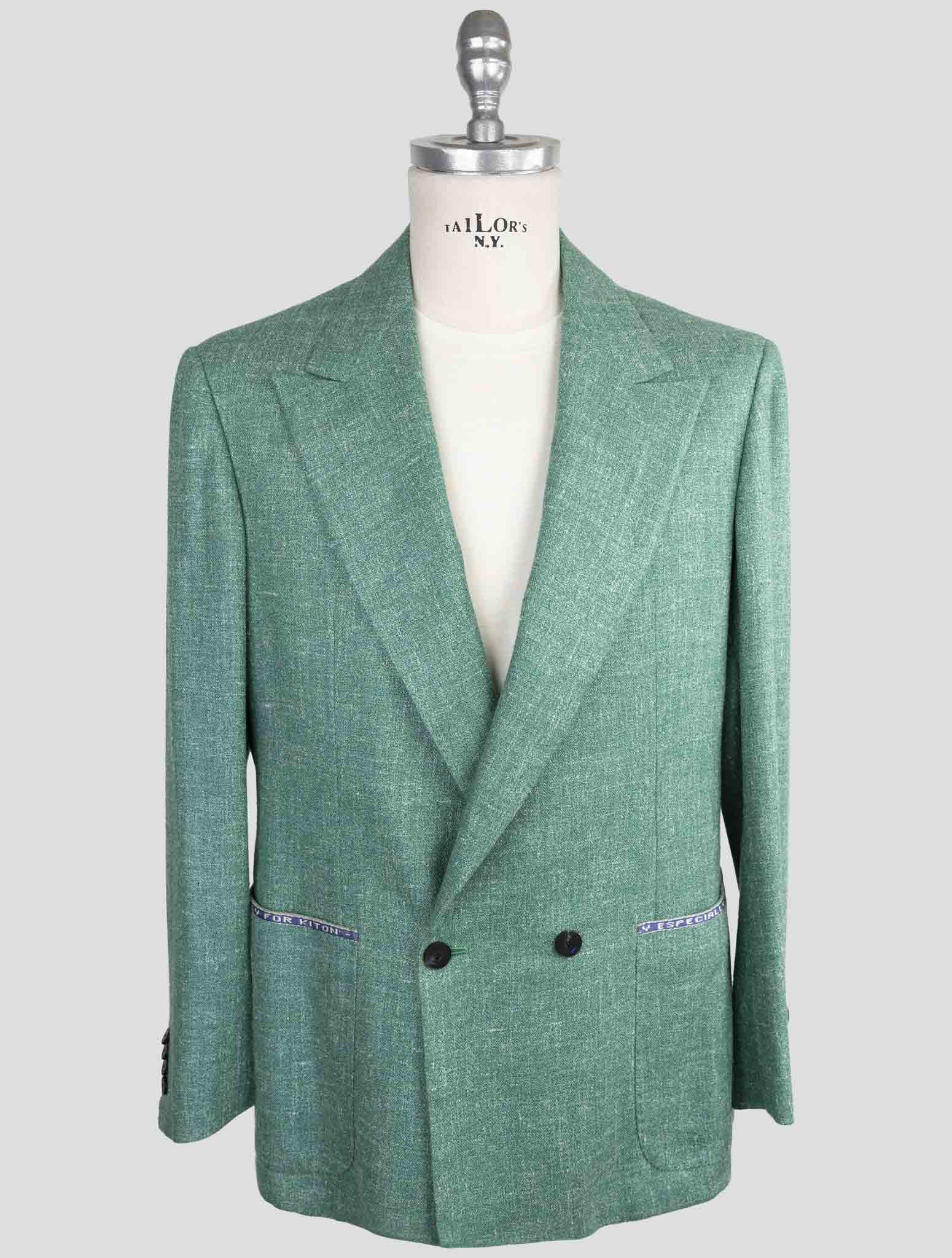 Kiton Knt Green Silk Cashmere Linen Blazer
