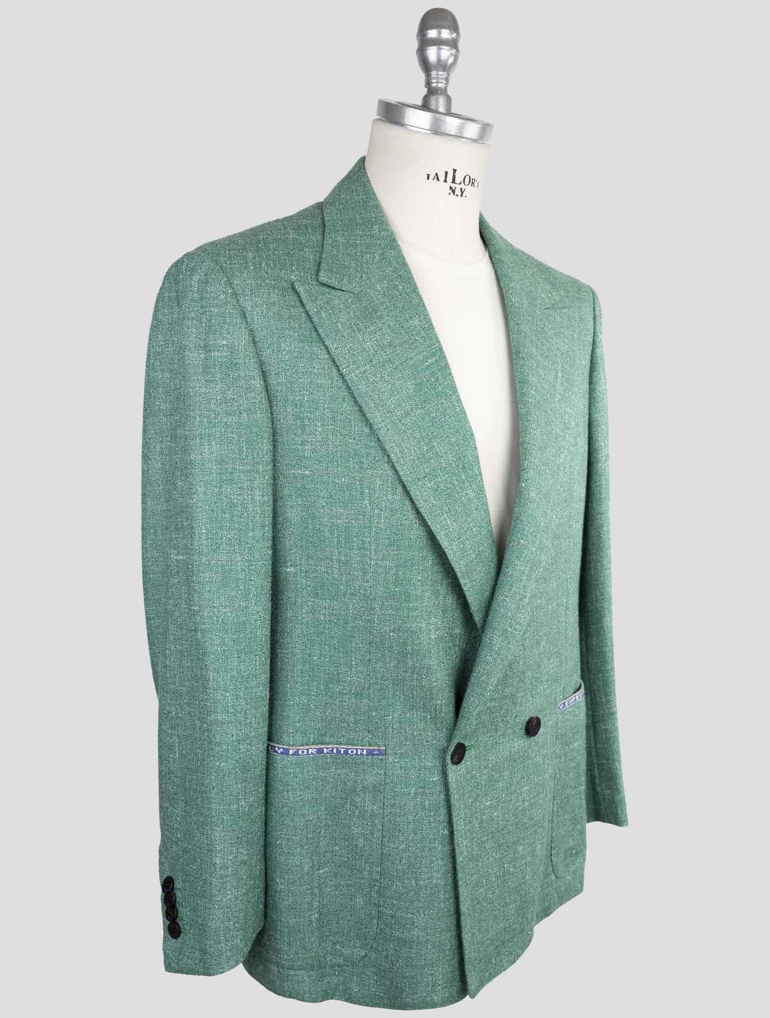 Kiton Knt Green Silk Cashmere Linen Blazer