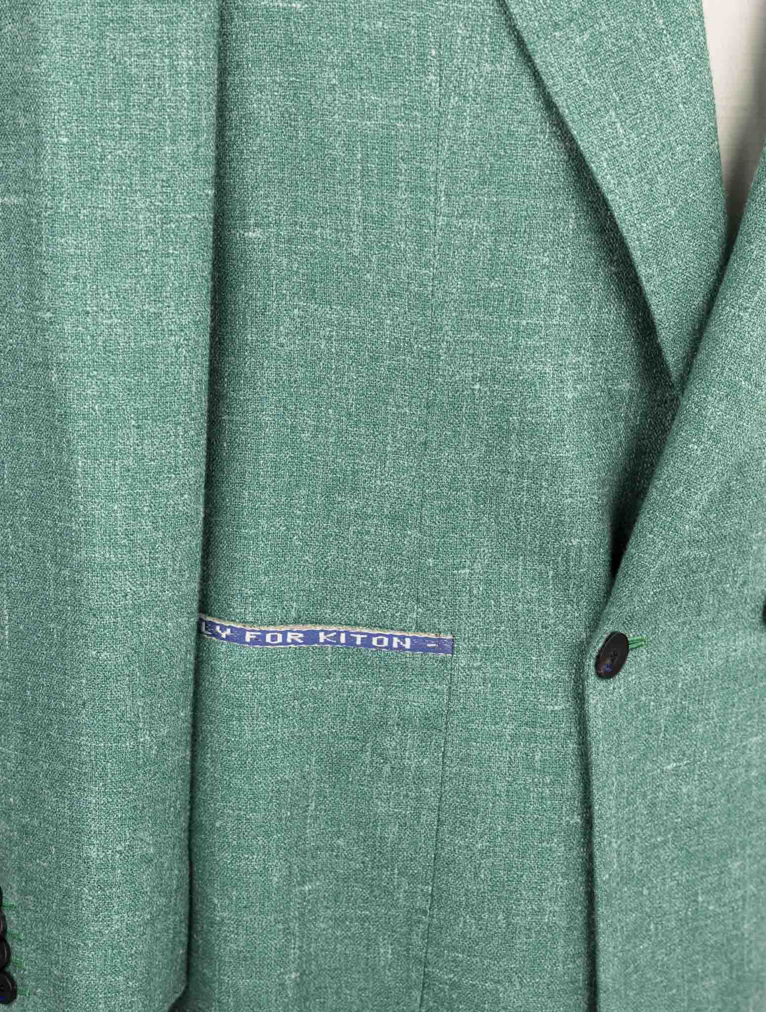 Kiton Knt Green Silk Cashmere Linen Blazer
