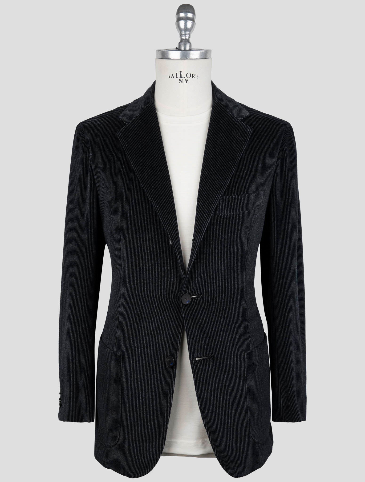 Kiton Knt Blue Cotton Pl Velvet Suit