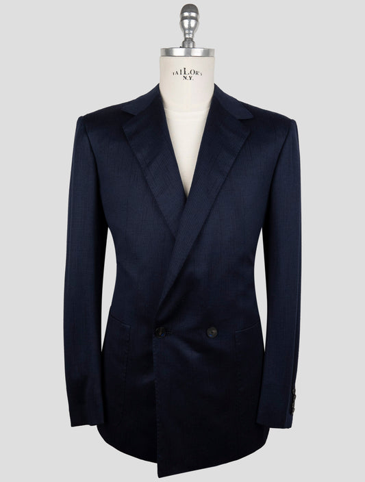 Kiton Knt Blue Wool Double Breasted Suit