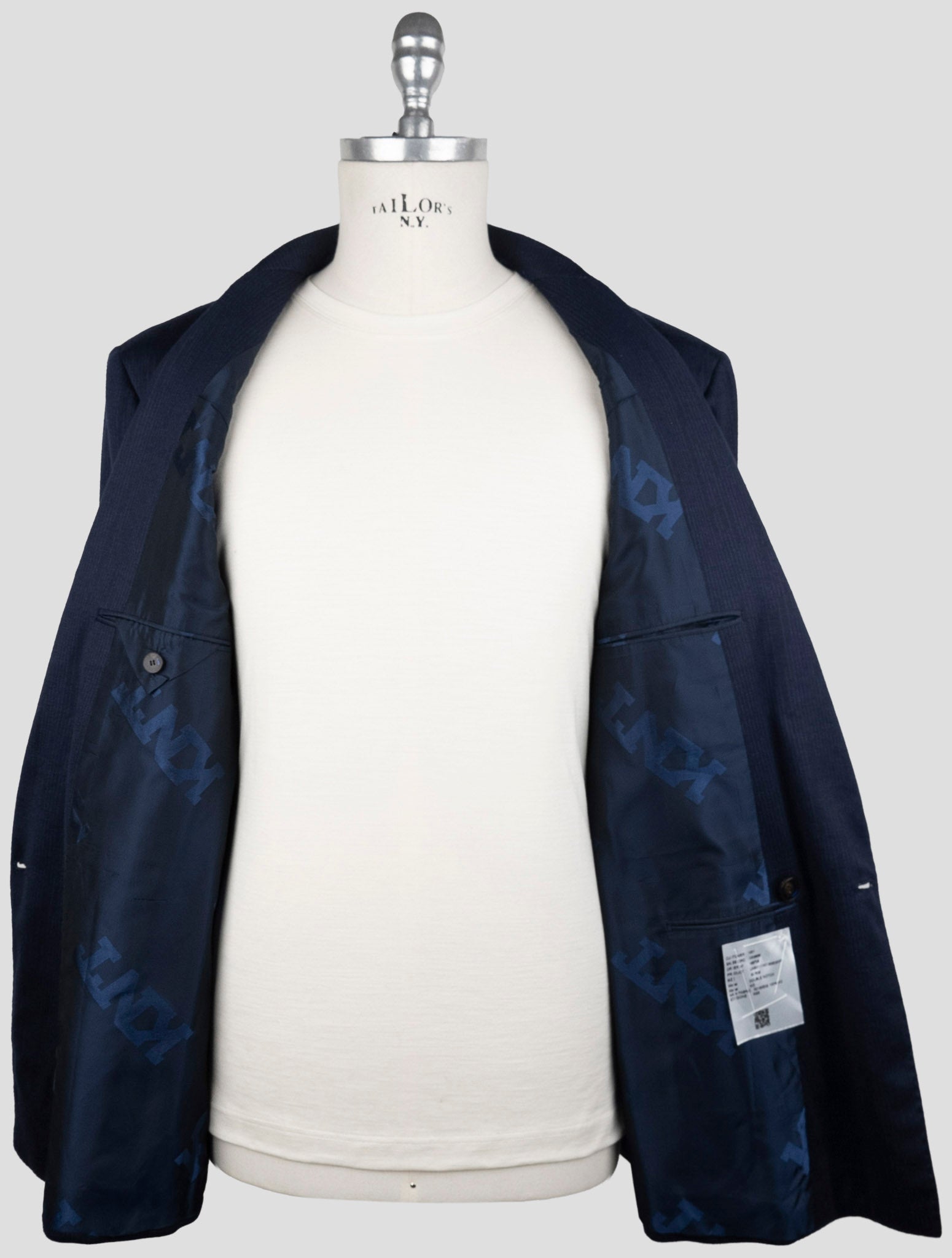 Kiton Knt Blue Wool Double Breasted Suit