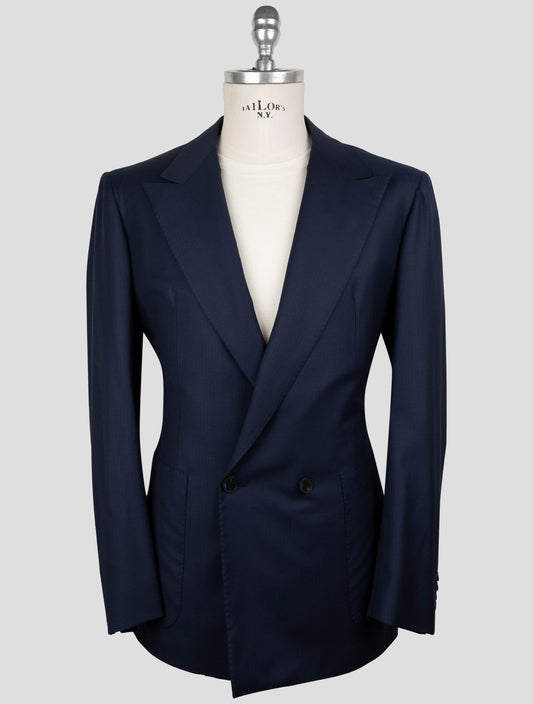 Kiton Knt Blue Virgin Wool Double Breasted Suit