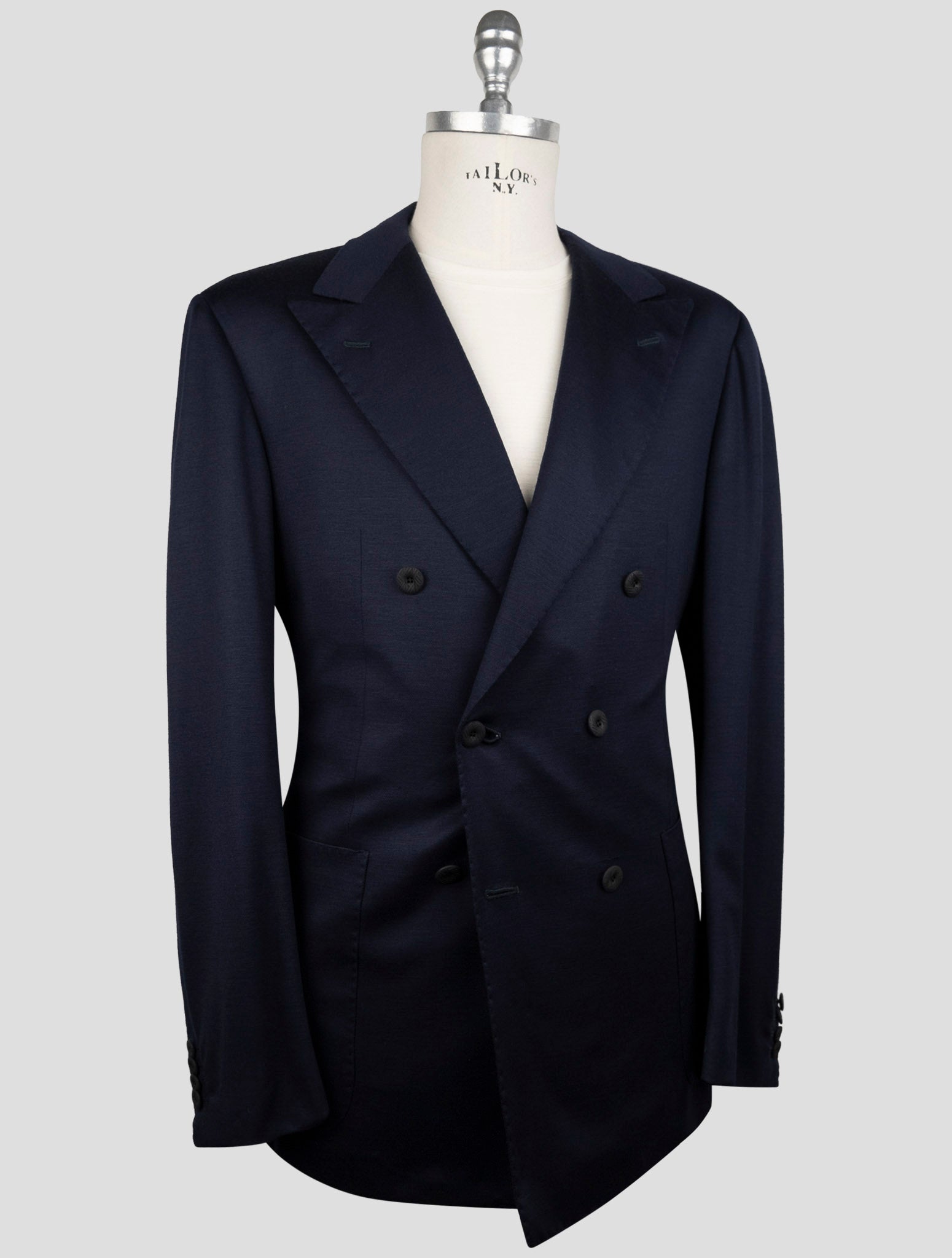 Kiton Knt Blue Wool Double Breasted Suit