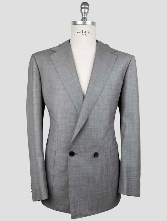 Kiton Knt Gray Virgin Wool Double Breasted Suit