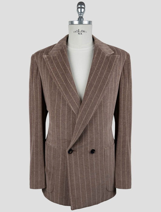 Kiton Knt Brown Cotton Pl Double Breasted Velvet Suit