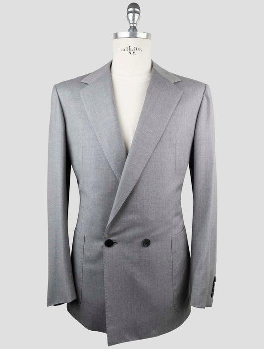 Kiton Knt Gray Virgin Wool Double Breasted Suit