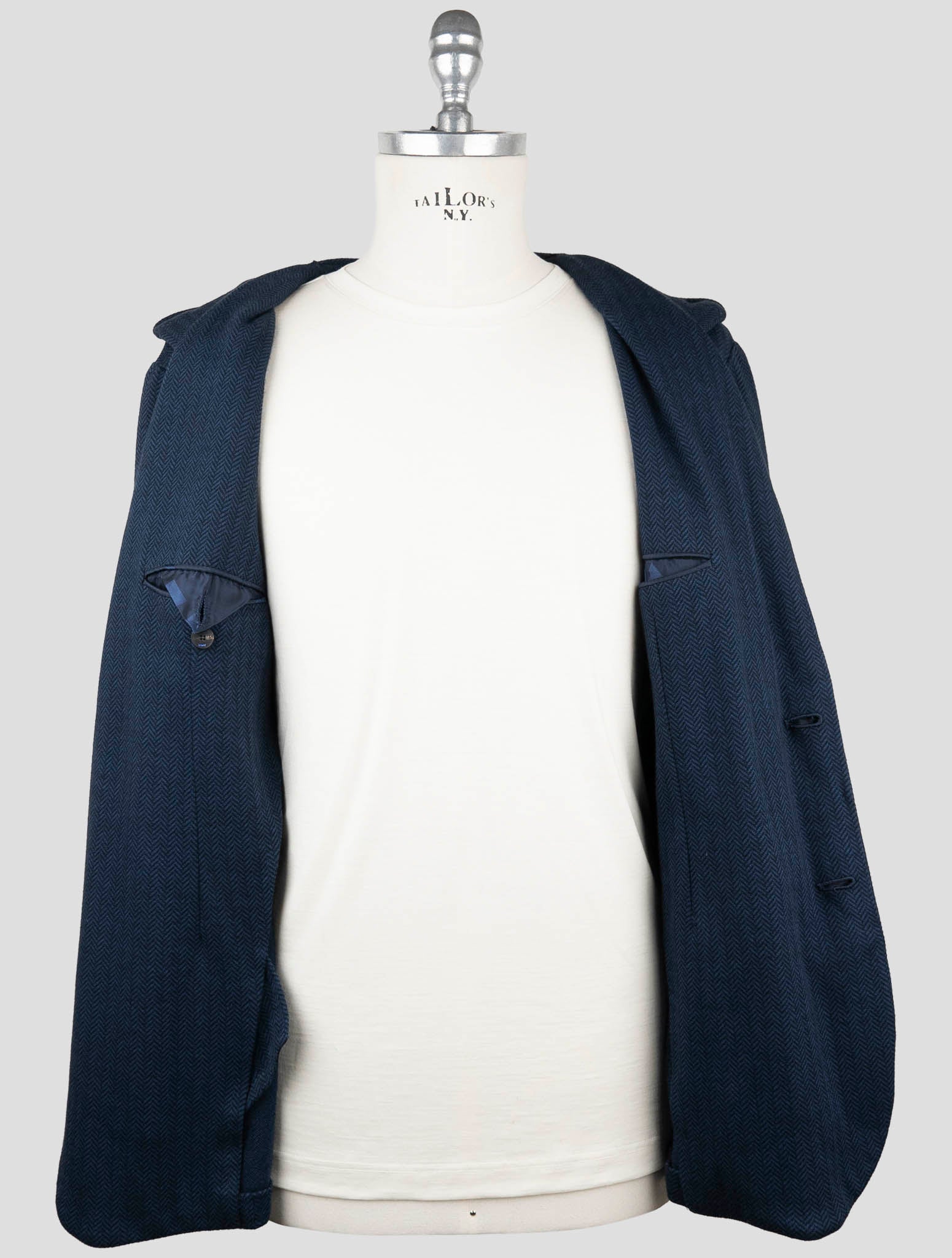 Kiton Knt Blue Cashmere Cotton Suit