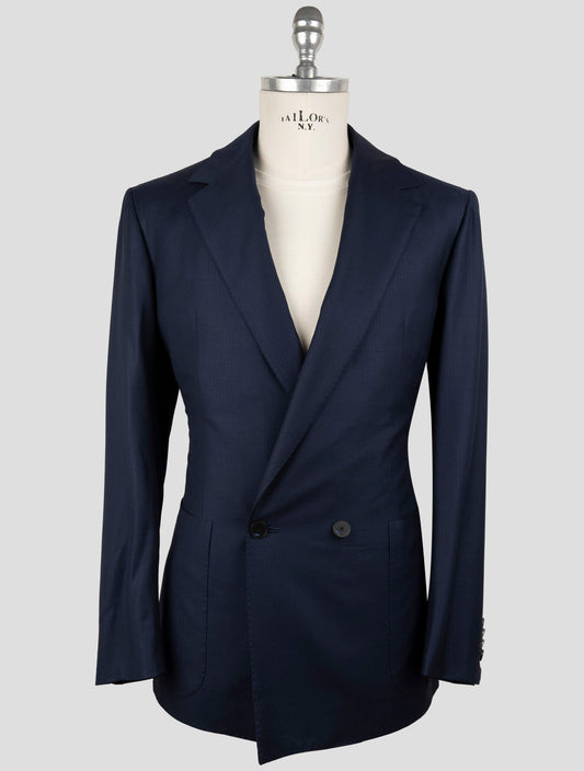 Kiton Knt Blue Virgin Wool Double Breasted Suit