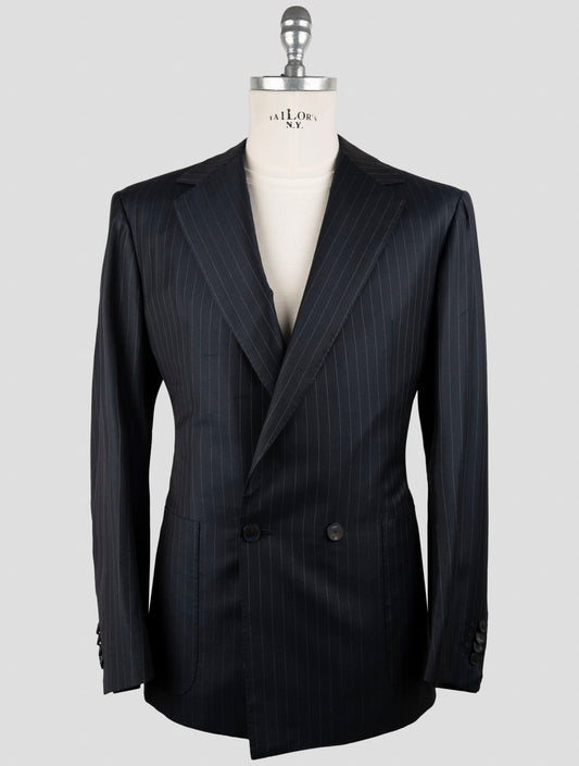 Kiton Knt Dark Blue Virgin Wool Double Breasted Suit