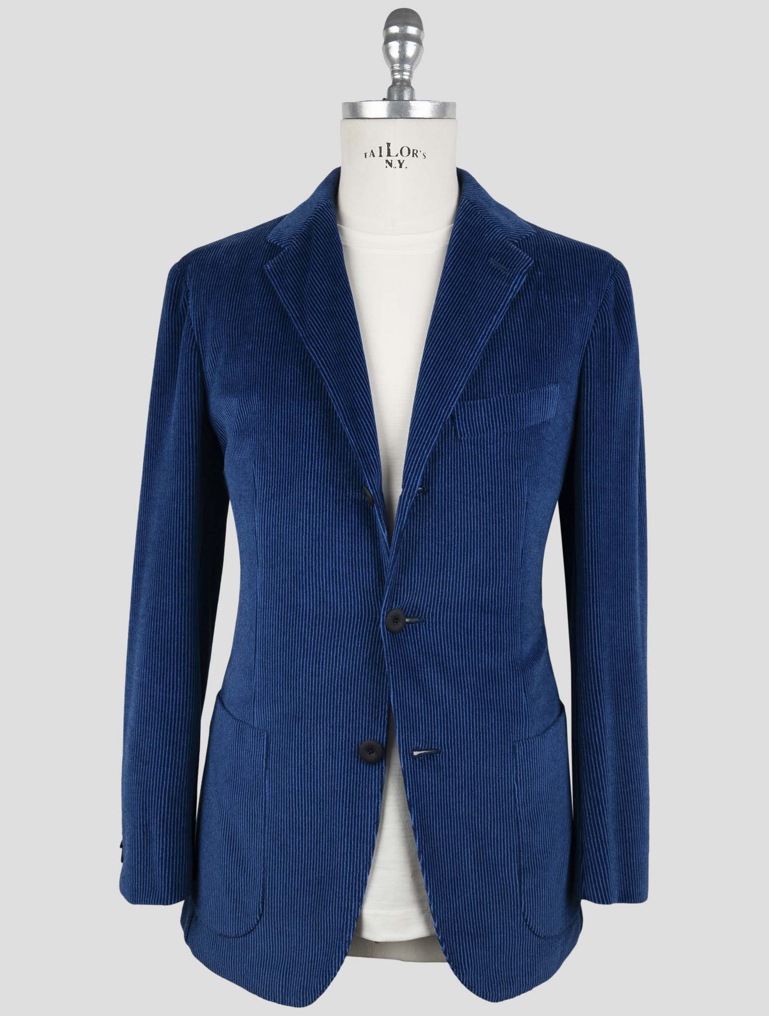 Kiton Knt Blue Cotton Pl Velvet Suit