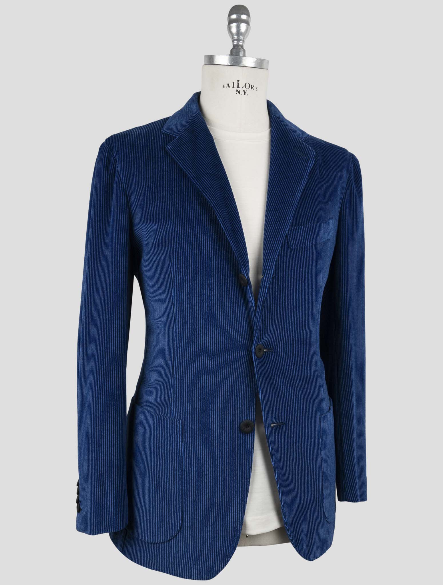 Kiton Knt Blue Cotton Pl Velvet Suit