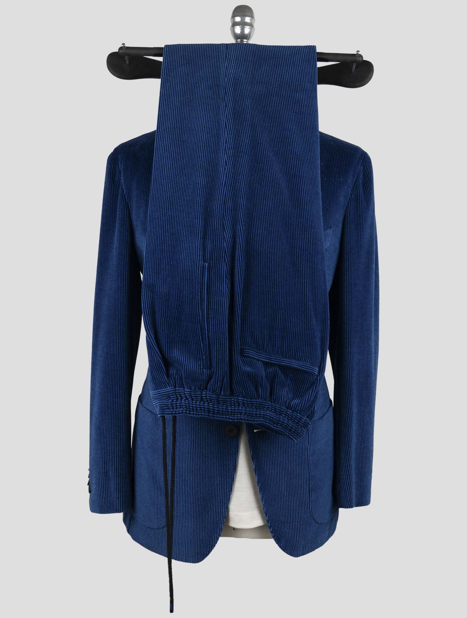 Kiton Knt Blue Cotton Pl Velvet Suit