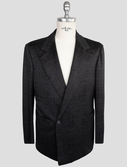 Kiton Knt Dark Gray Wool Double Breasted Suit