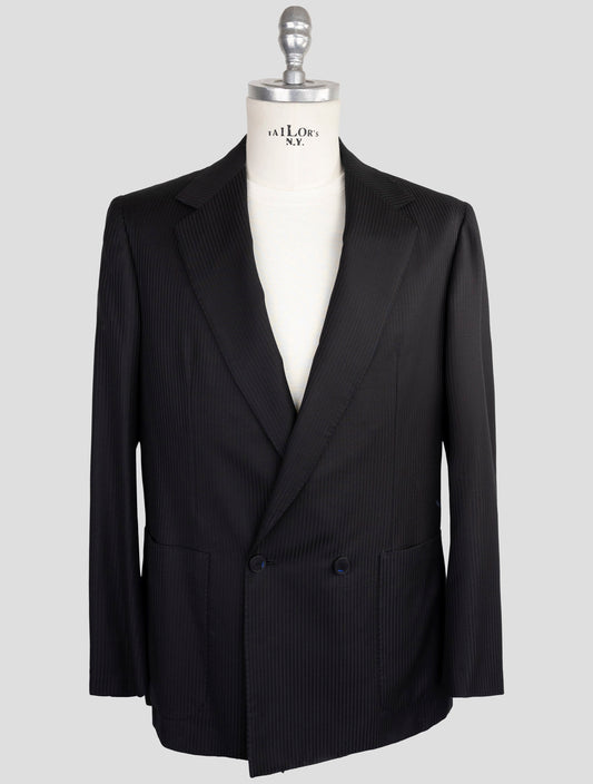 Kiton Knt Black Virgin Wool Double Breasted Suit