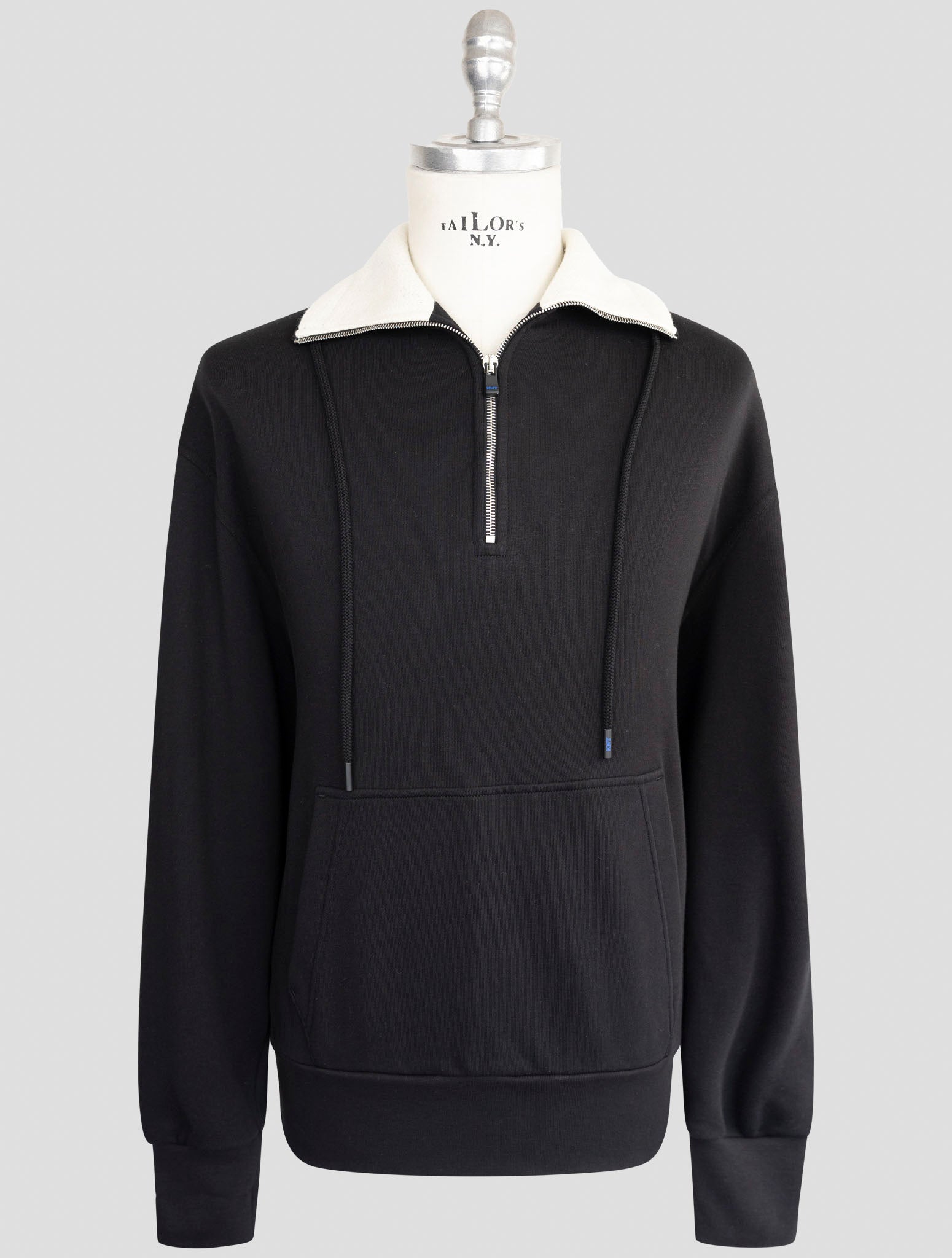 Kiton Knt Black Cotton Sweater Halp Zip