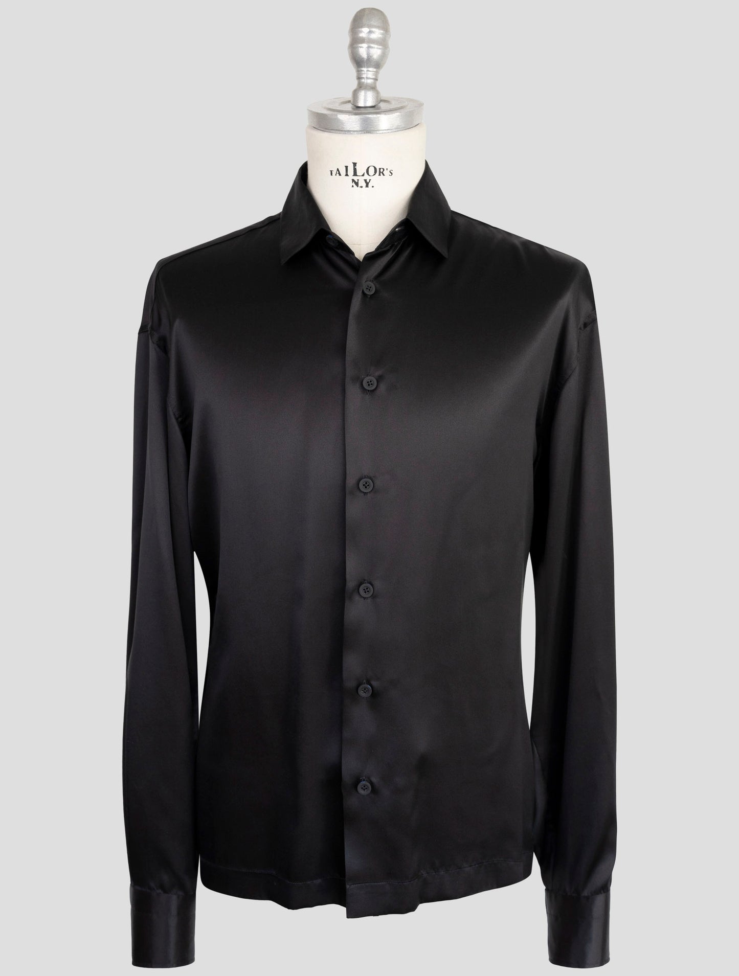 kiton Knt Black Silk Shirt