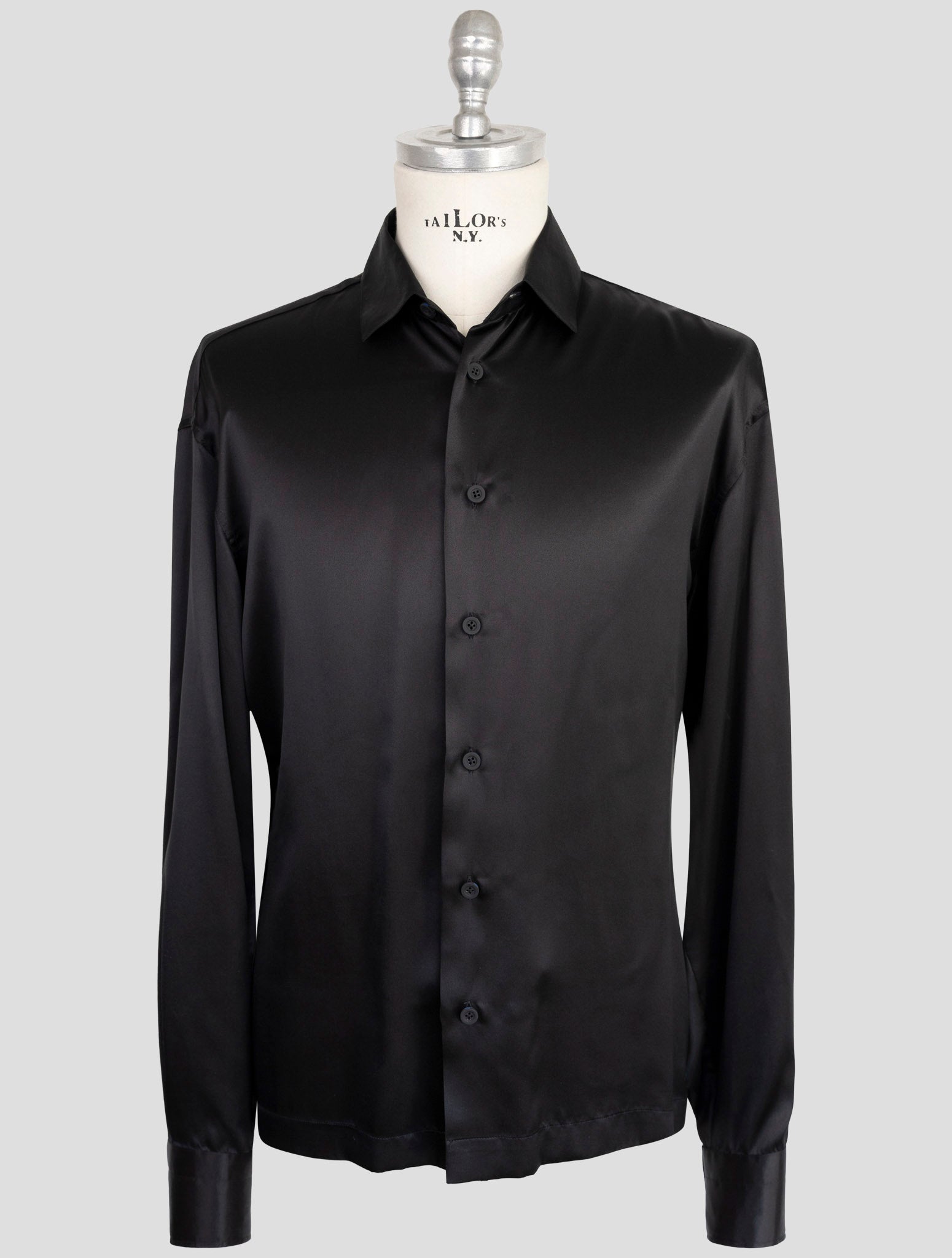 kiton Knt Black Silk Shirt