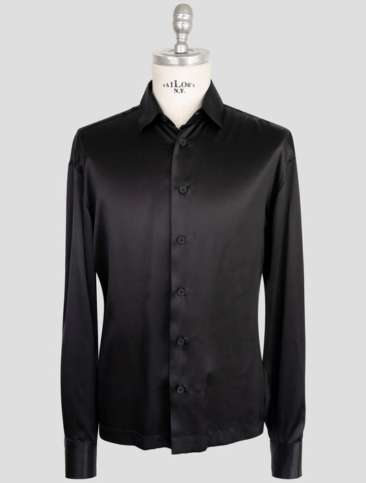 kiton Knt Black Silk Shirt