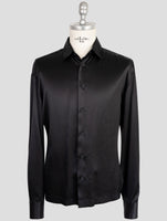 kiton Knt Black Silk Shirt