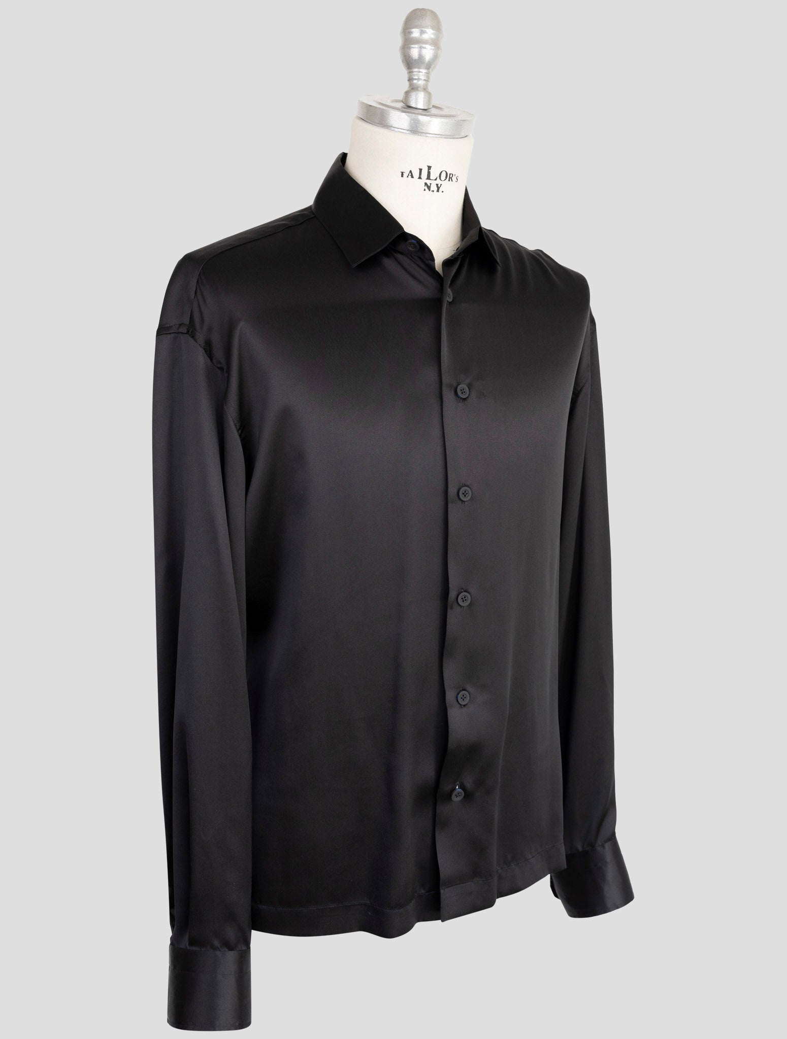 kiton Knt Black Silk Shirt