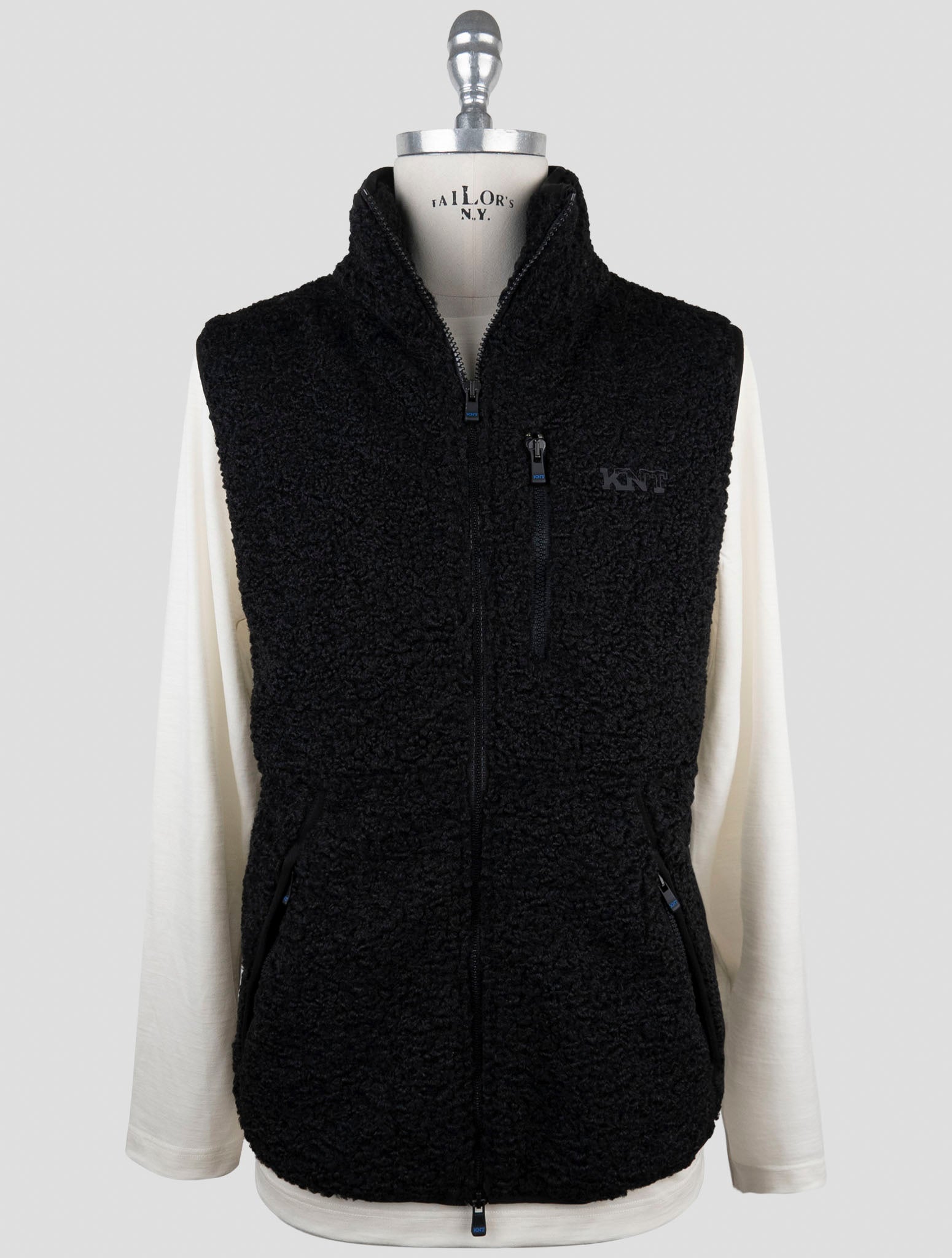 Kiton Knt Black PL Coat Gilet front view