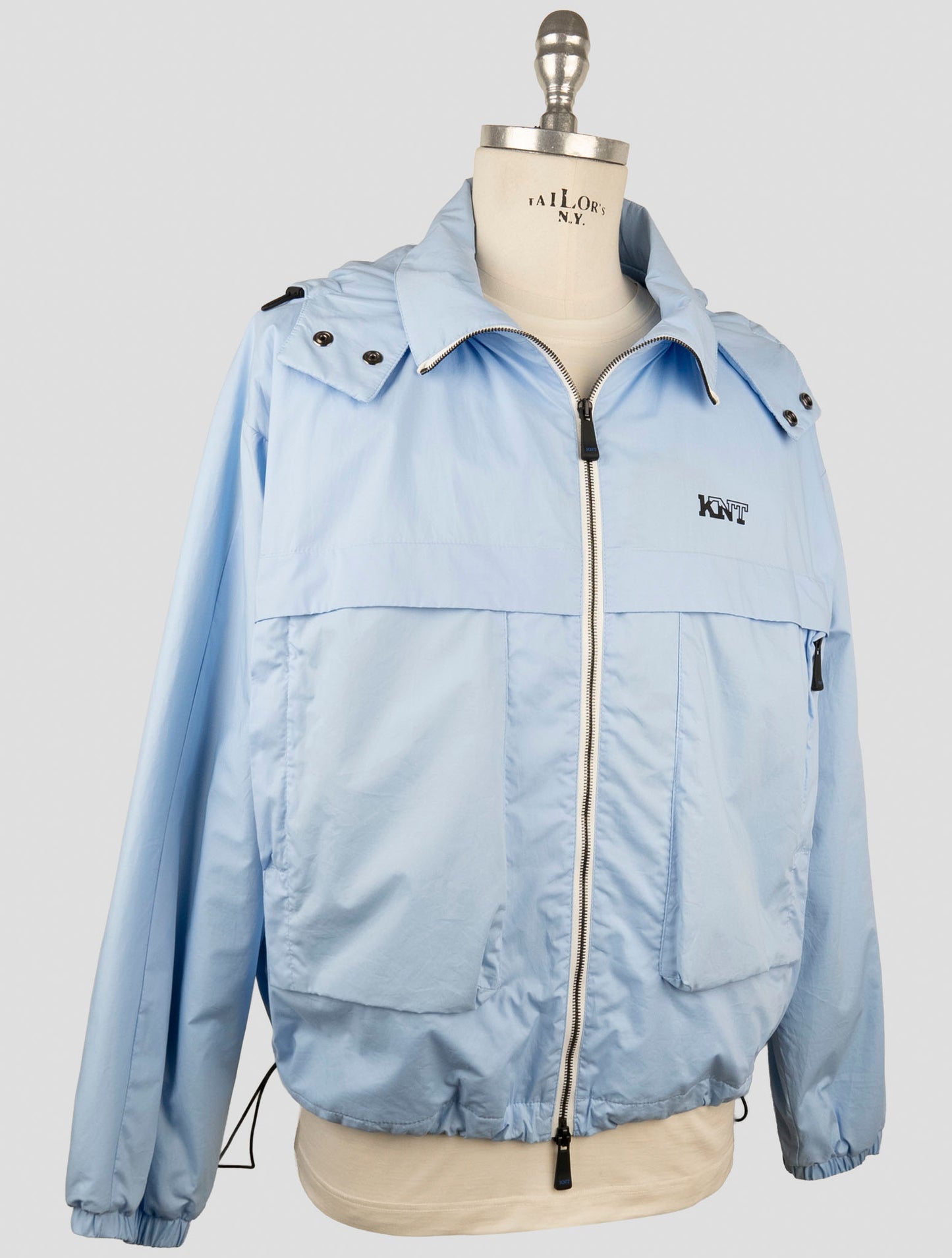 Kiton Knt Light Blue Cotton Overcoat