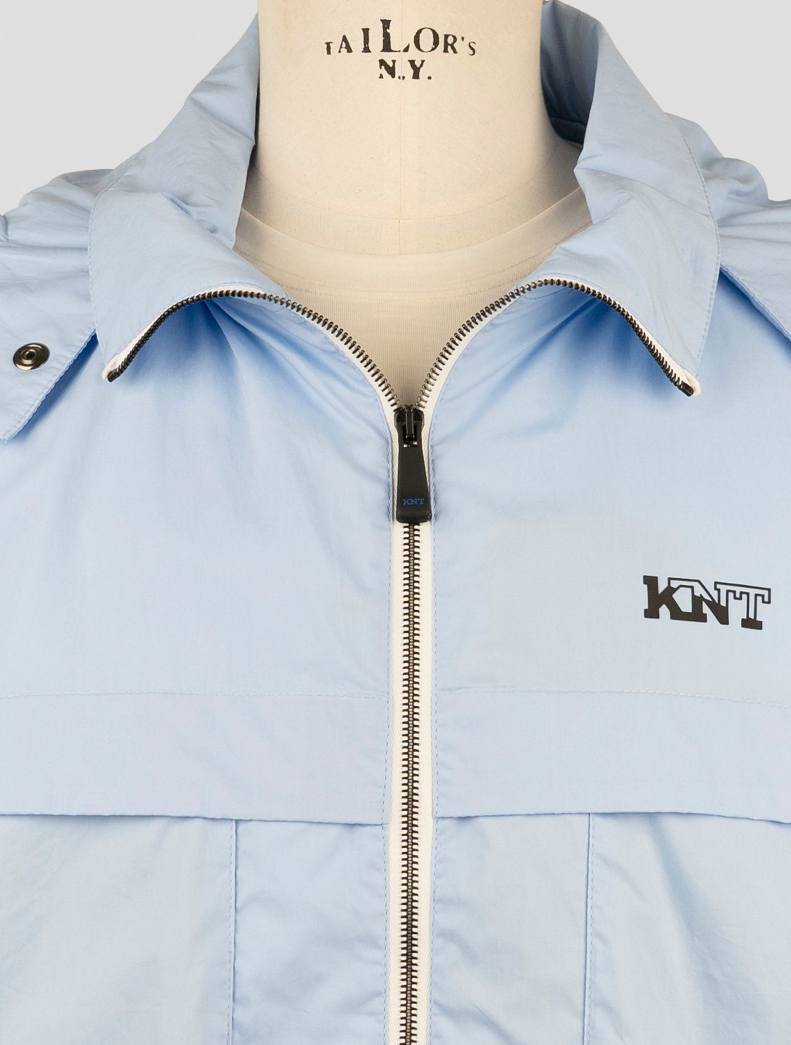 Kiton Knt Light Blue Cotton Overcoat