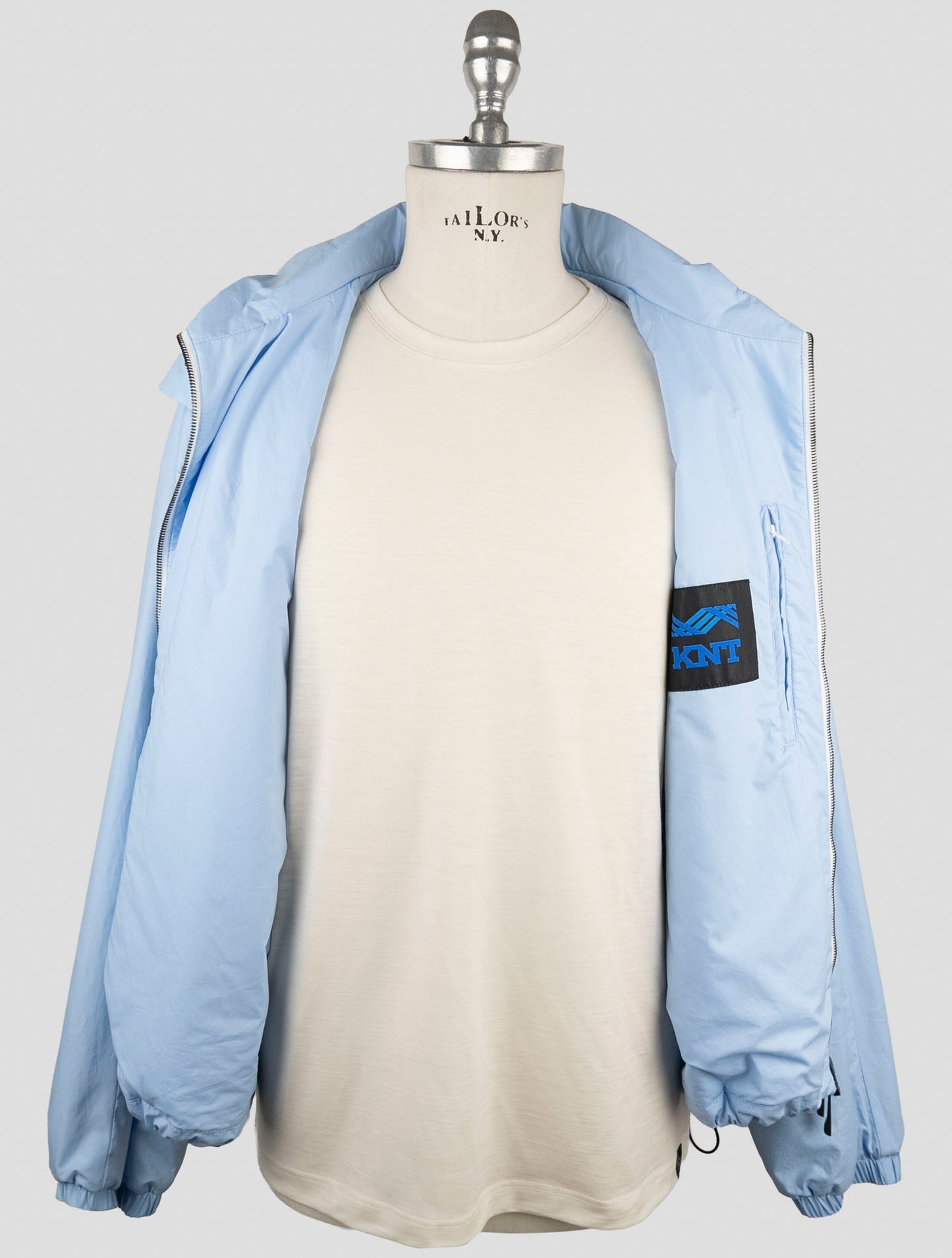 Kiton Knt Light Blue Cotton Overcoat