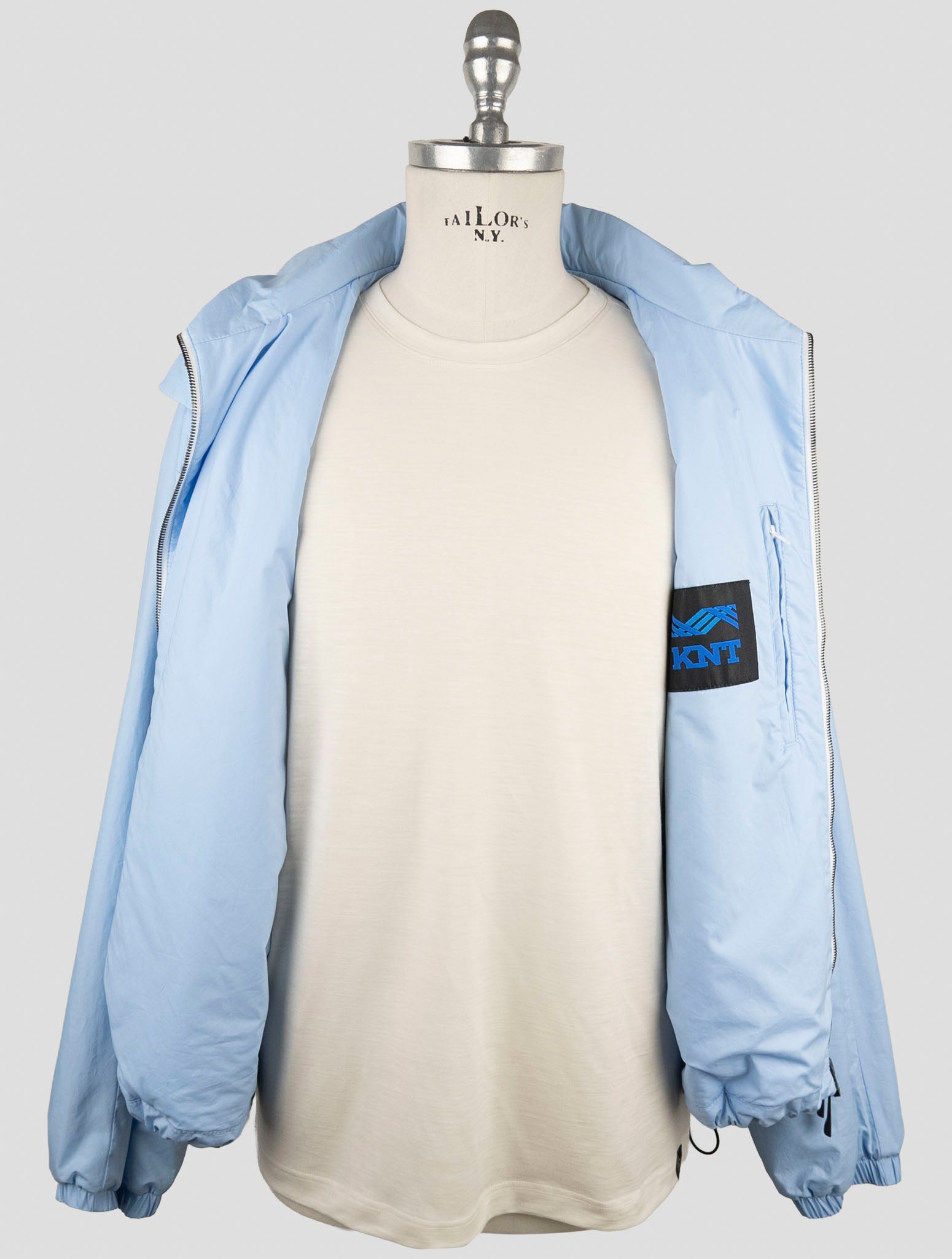 Kiton Knt Light Blue Cotton Overcoat