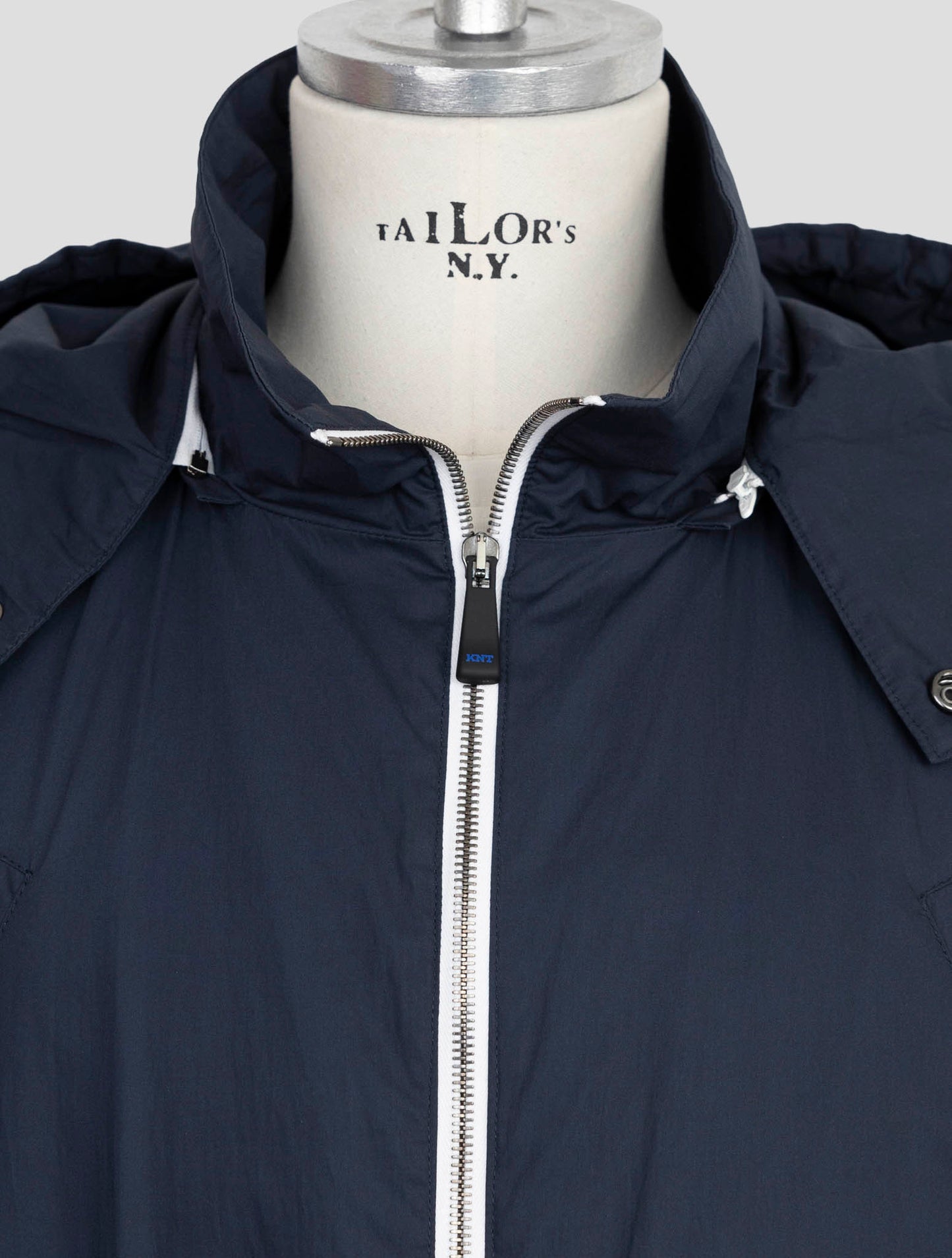 Kiton Knt Blue Cotton Overcoat