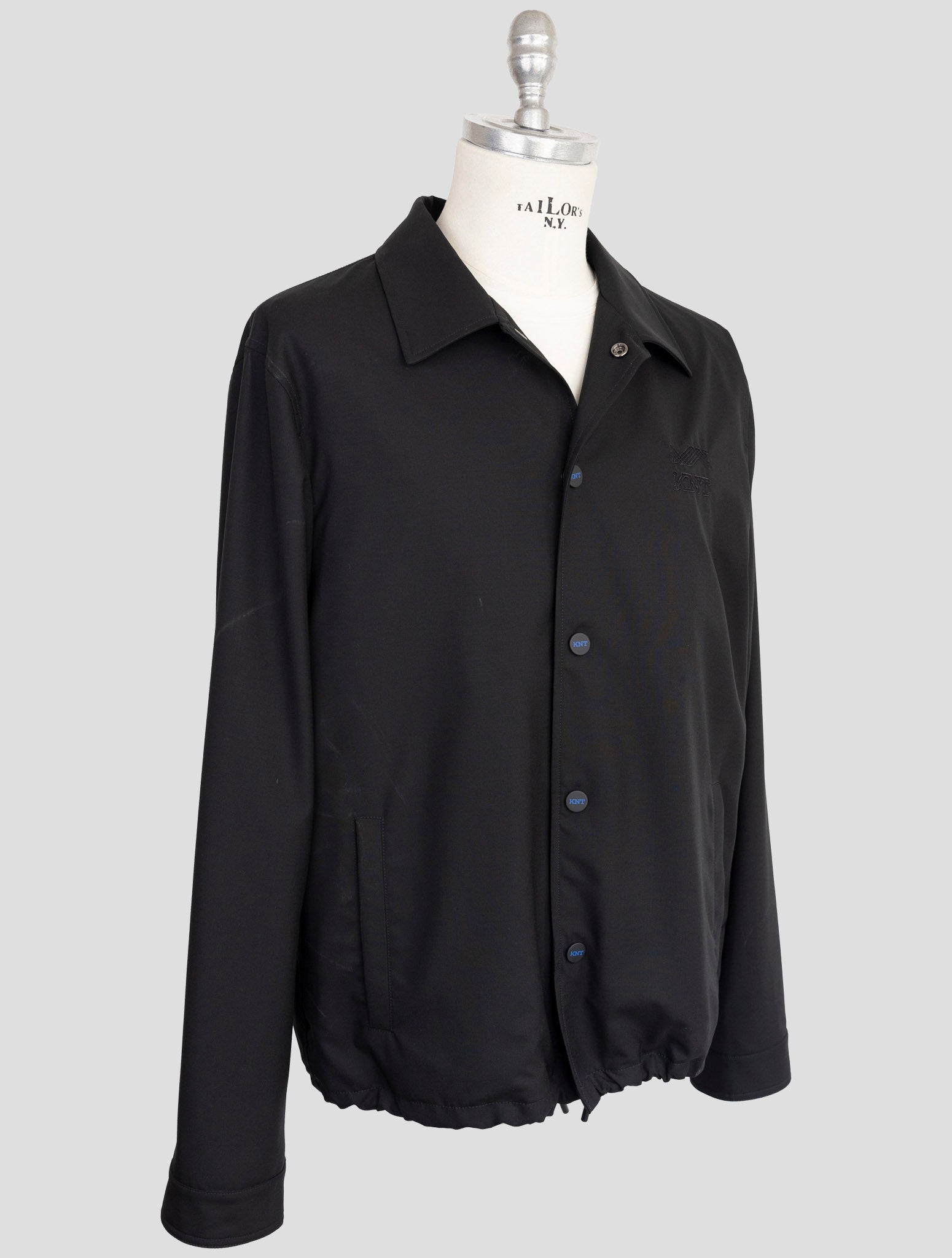 Kiton Knt Black Virgin Wool Coat