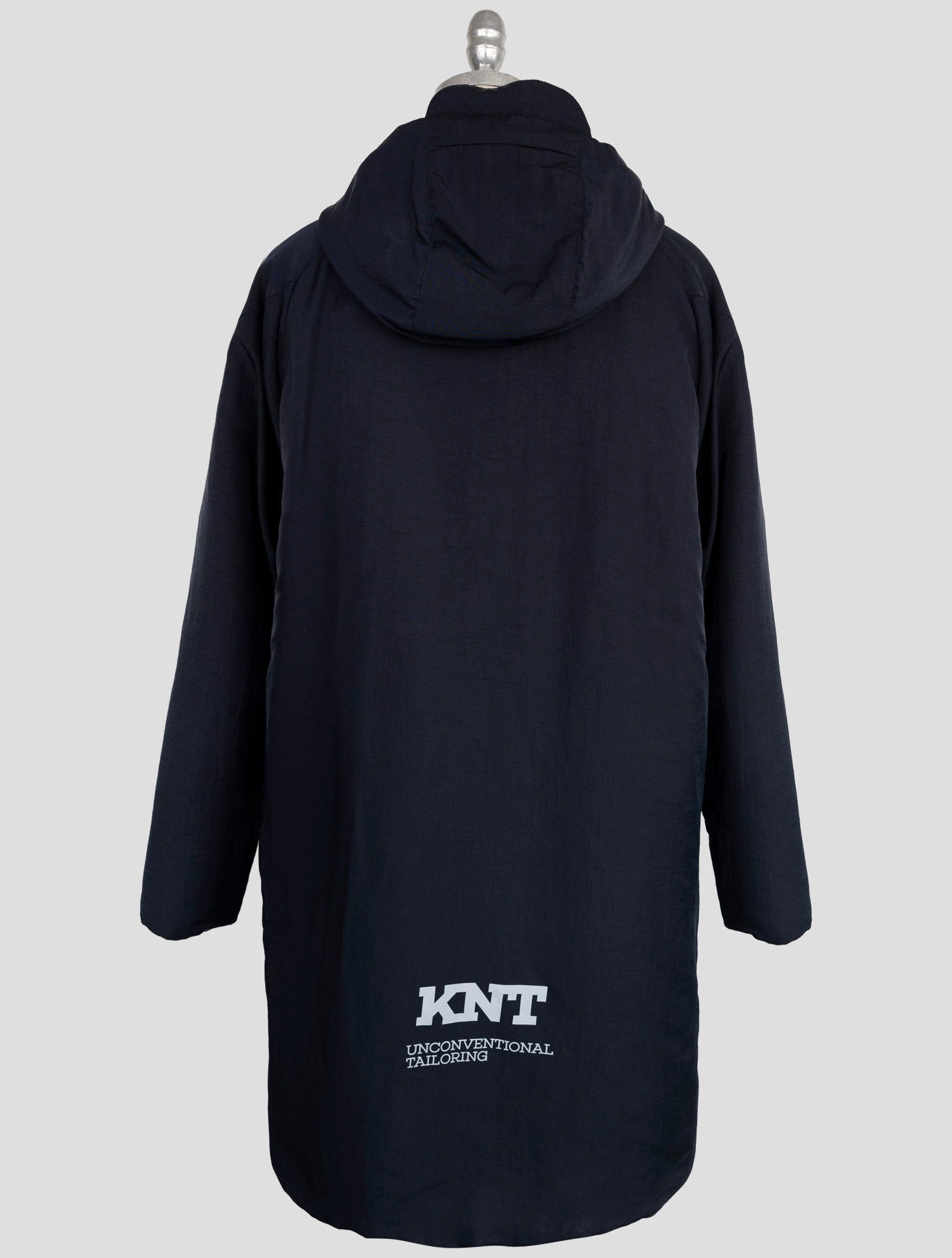 Kiton KNT blue PA overcoat back and collar detail