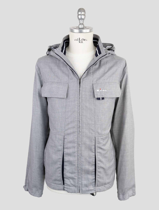 Kiton Gray Fleece Wool Pa Coat