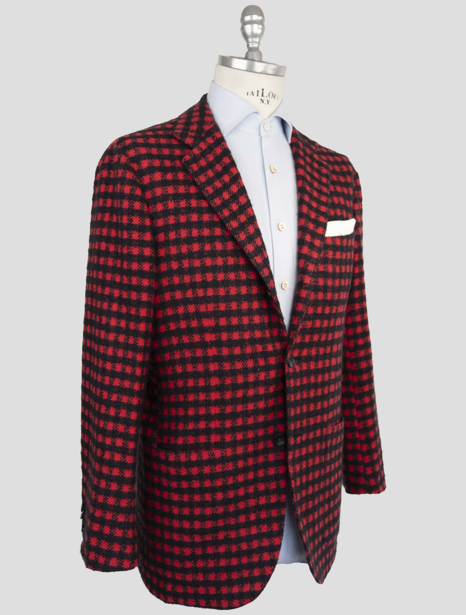 Kiton Black Red Cashmere Silk Blazer