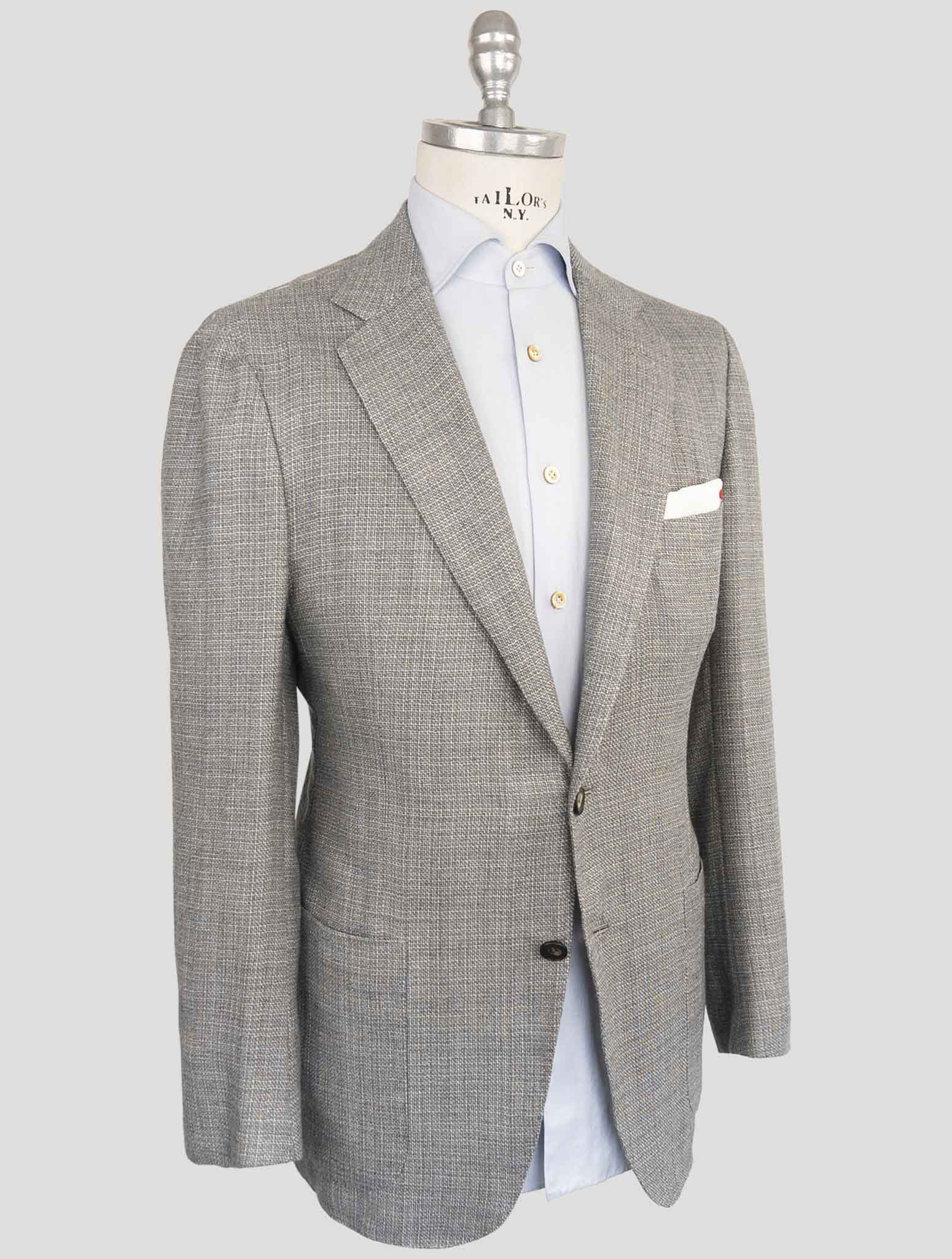 Kiton Gray Cashmere Blazer Detail