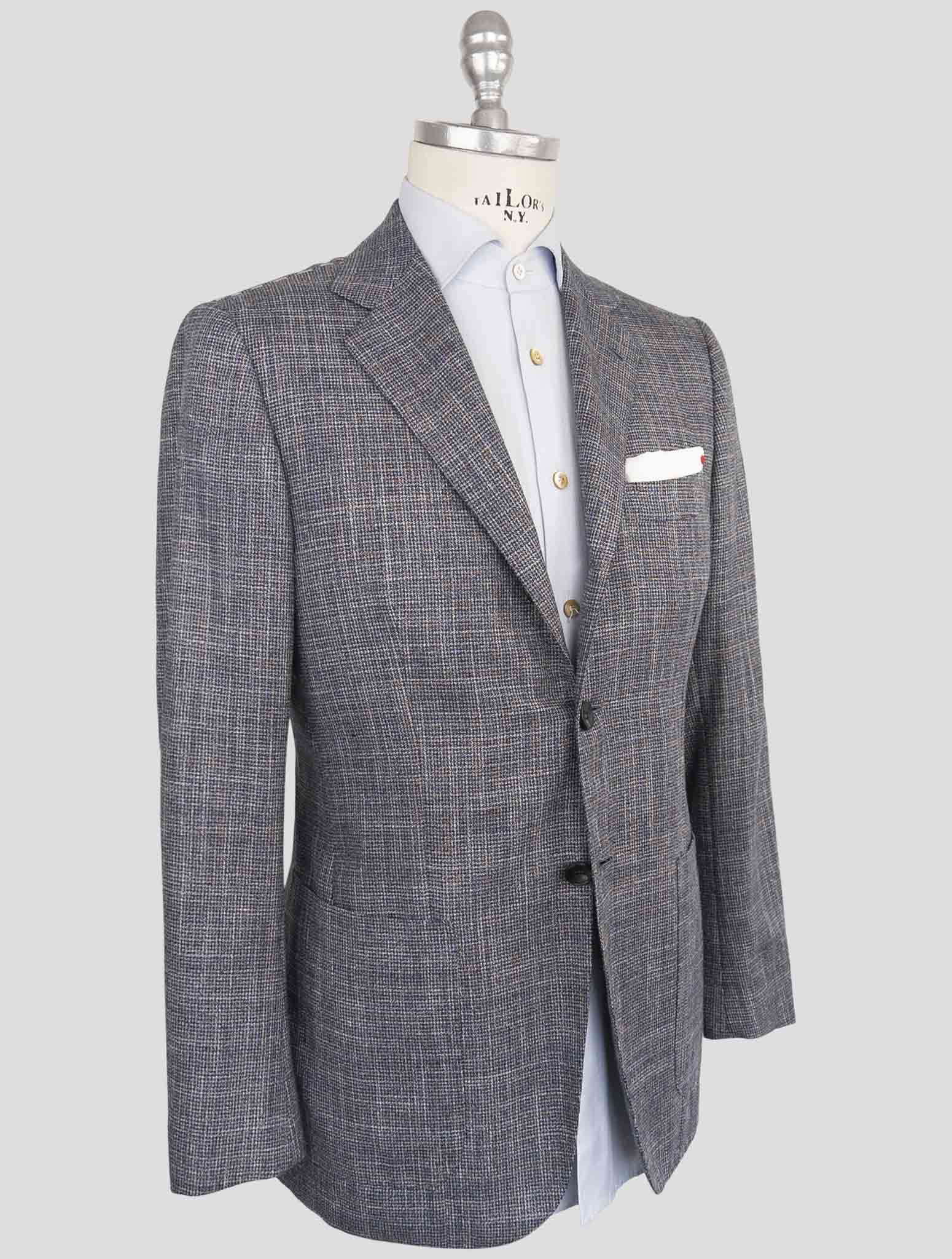 Kiton Blue Cashmere Blazer Detail