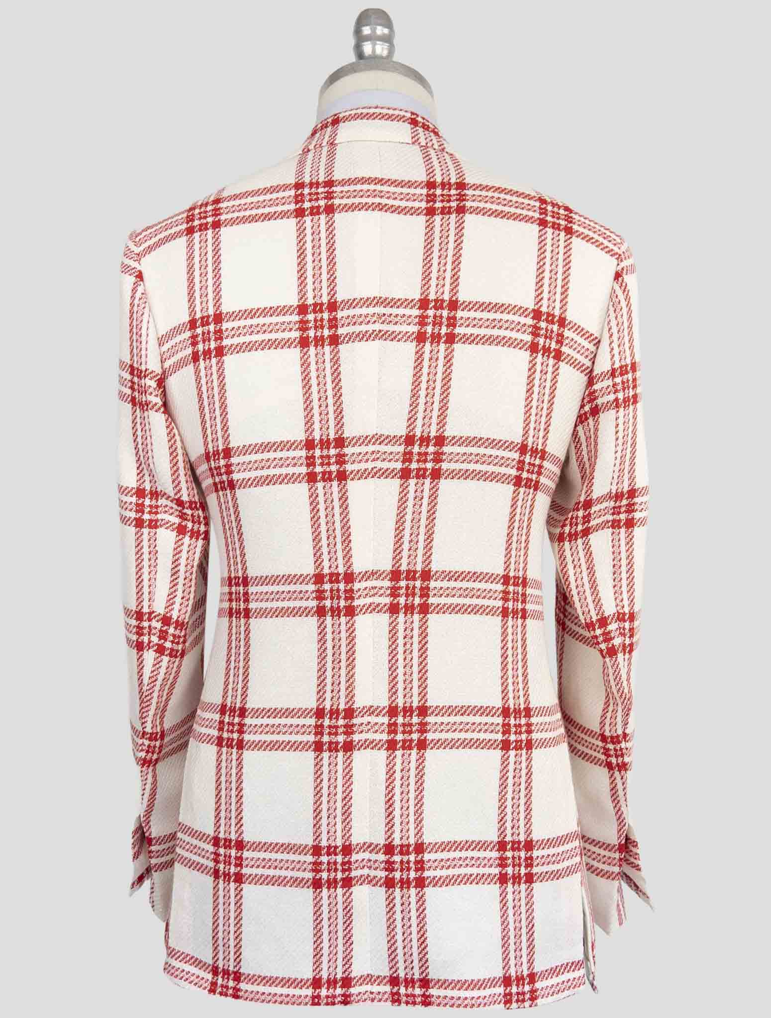 Kiton Red White Cashmere Linen Blazer