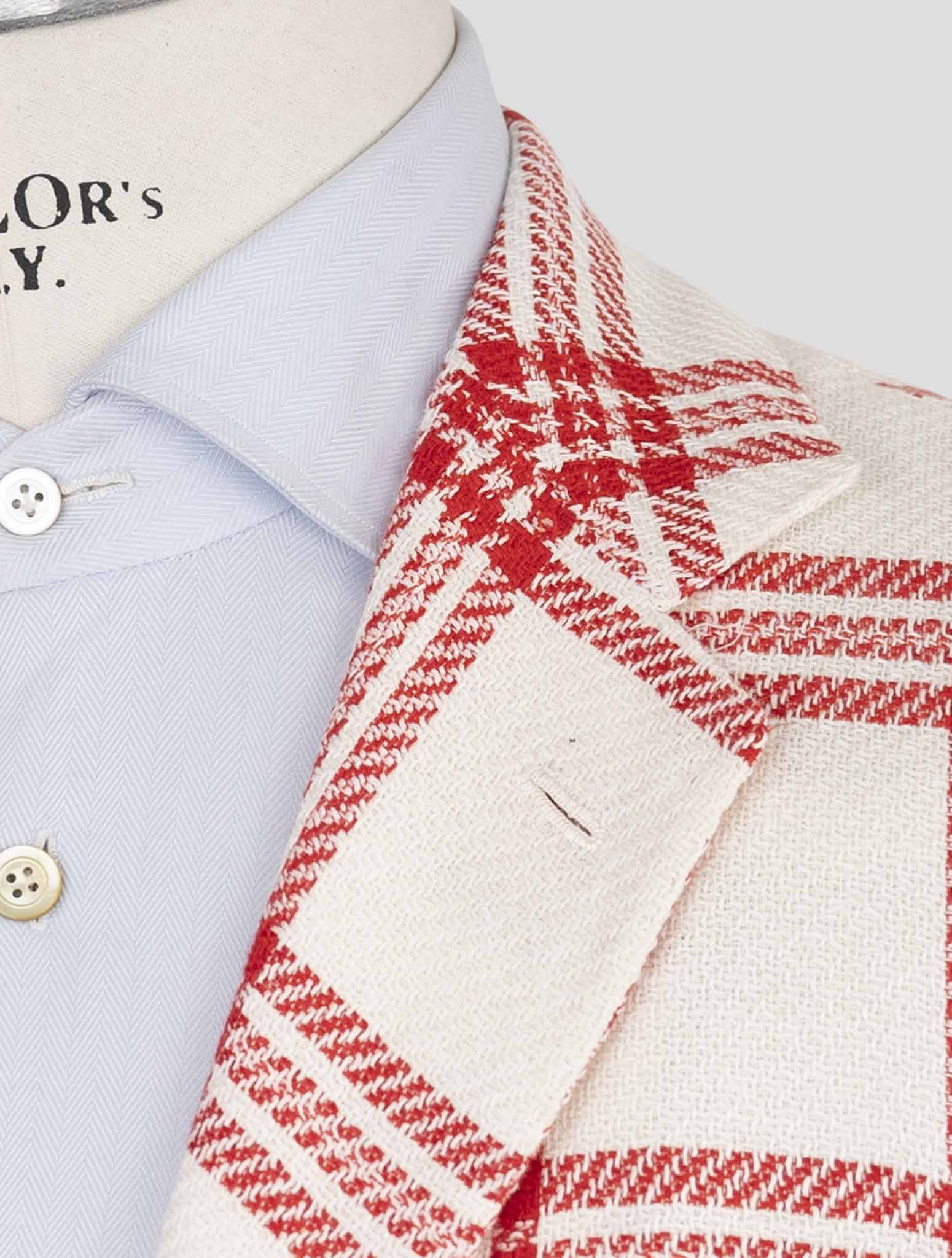 Kiton Red White Cashmere Linen Blazer