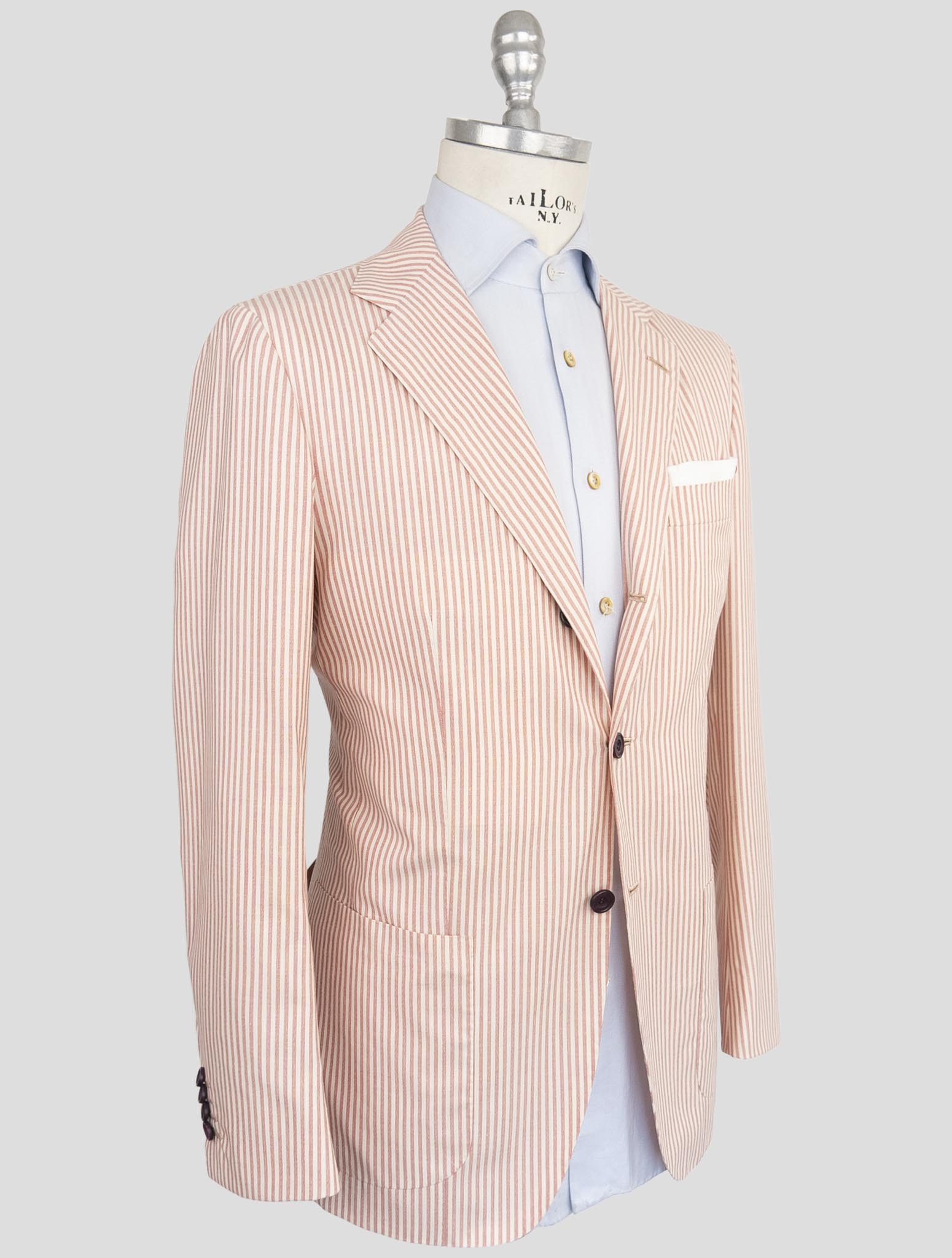 Kiton Pink White Cashmere Silk Lienn Blazer