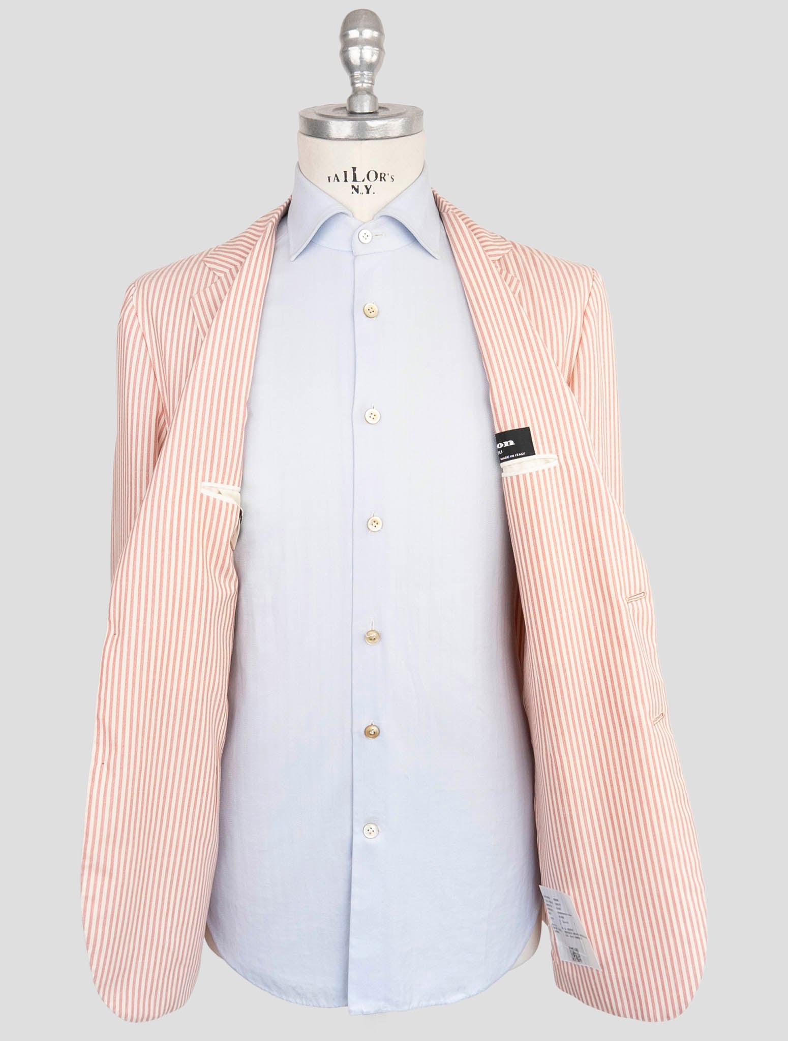 Kiton Pink White Cashmere Silk Lienn Blazer