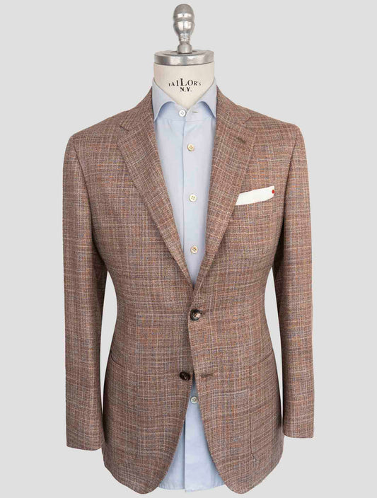 Kiton Brown Cashmere Fleece Wool Silk Linen Blazer