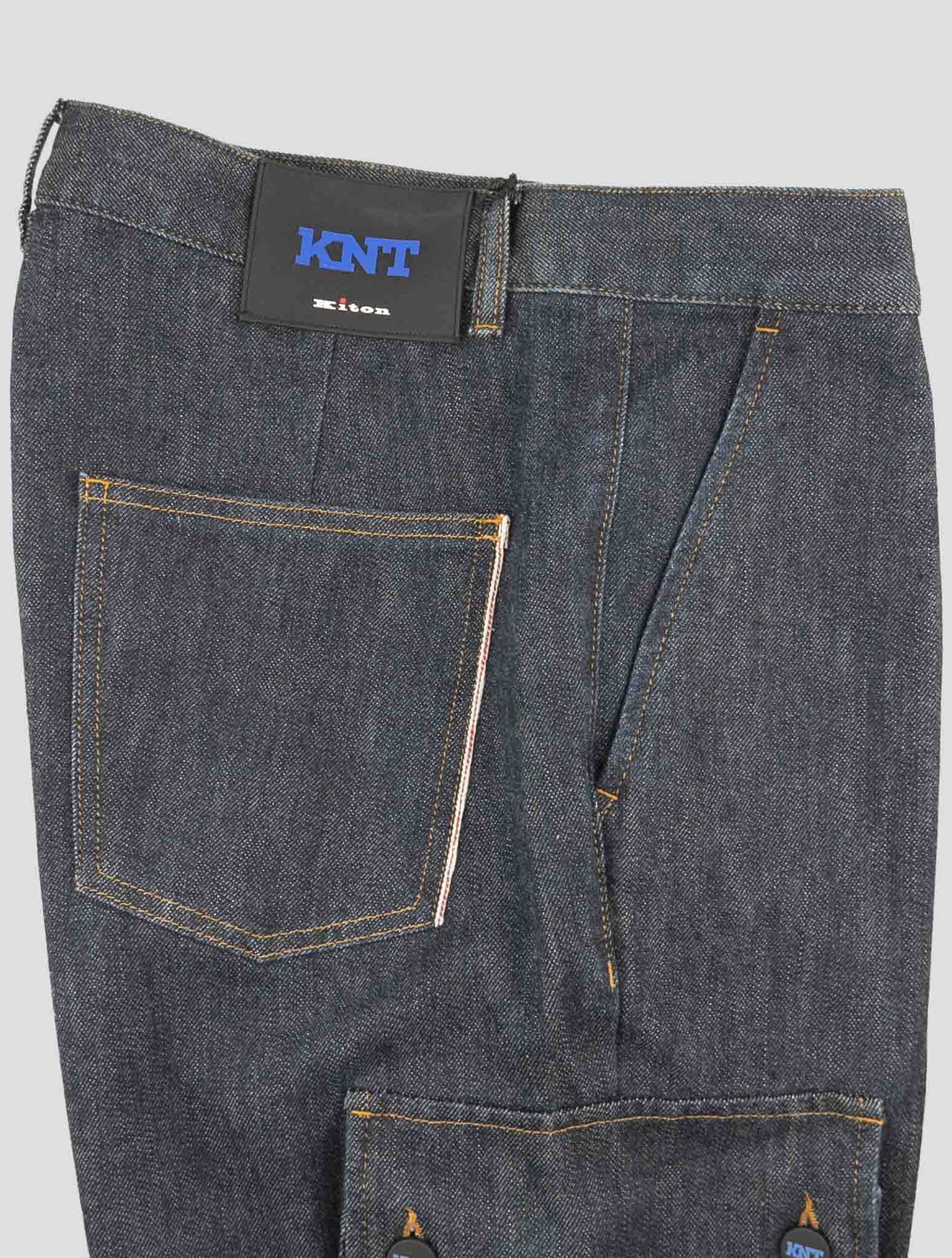 Kiton Knt Blue Cotton Pe Cargo Jeans