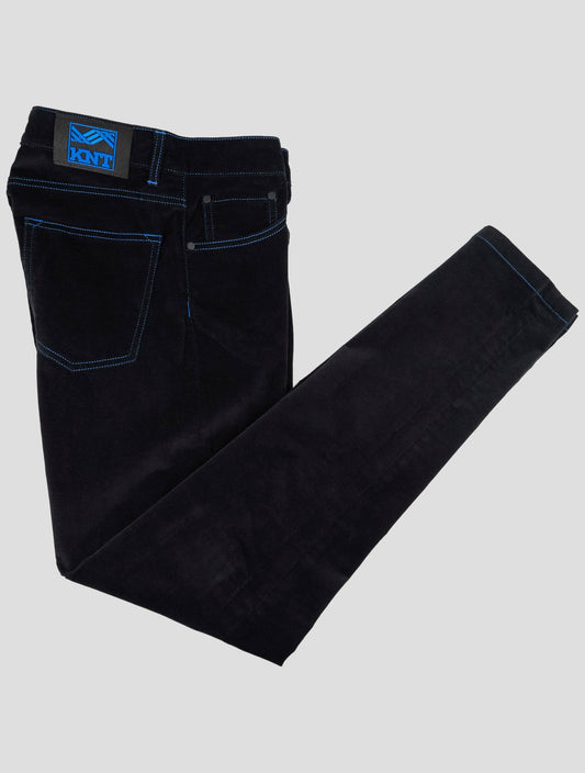 Kiton Knt Dark Blue Cotton Cashmere Ea Velvet Pants