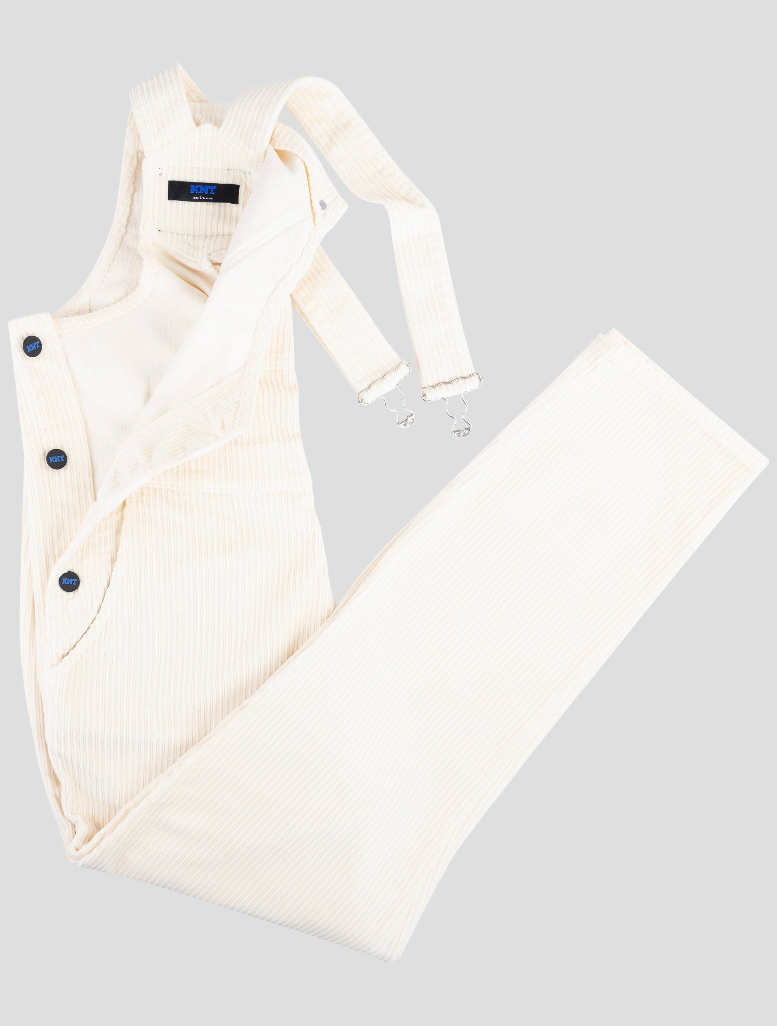 Kiton Knt White Cotton Ea Velvet Salopette