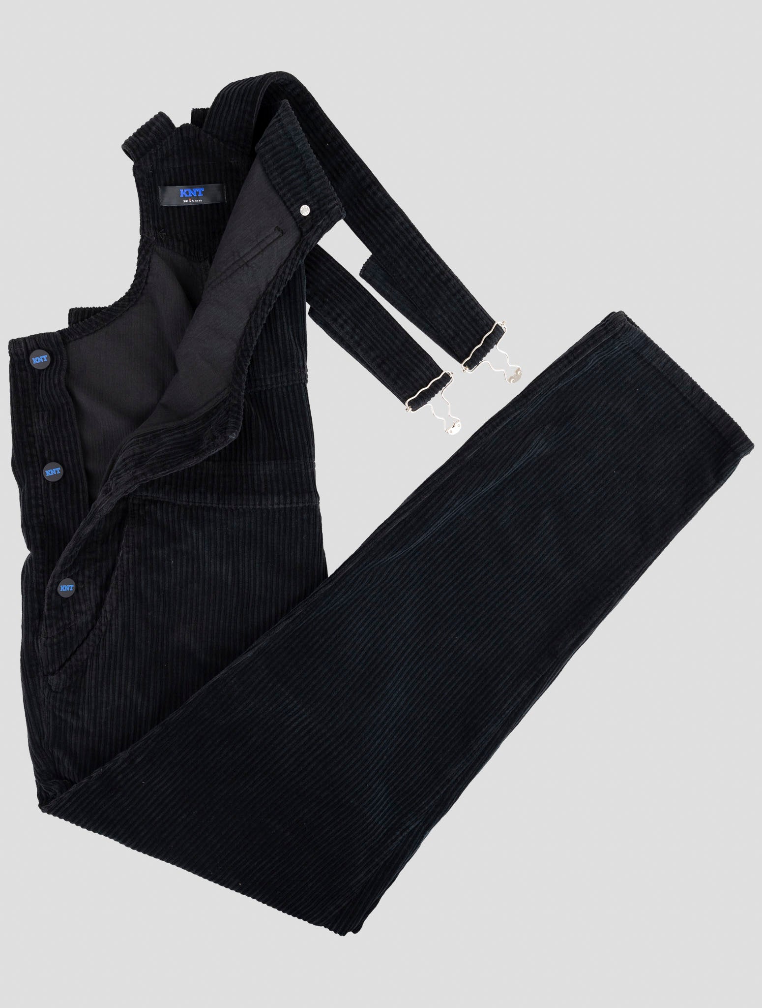 Kiton Knt Black Cotton Ea Velvet Salopette