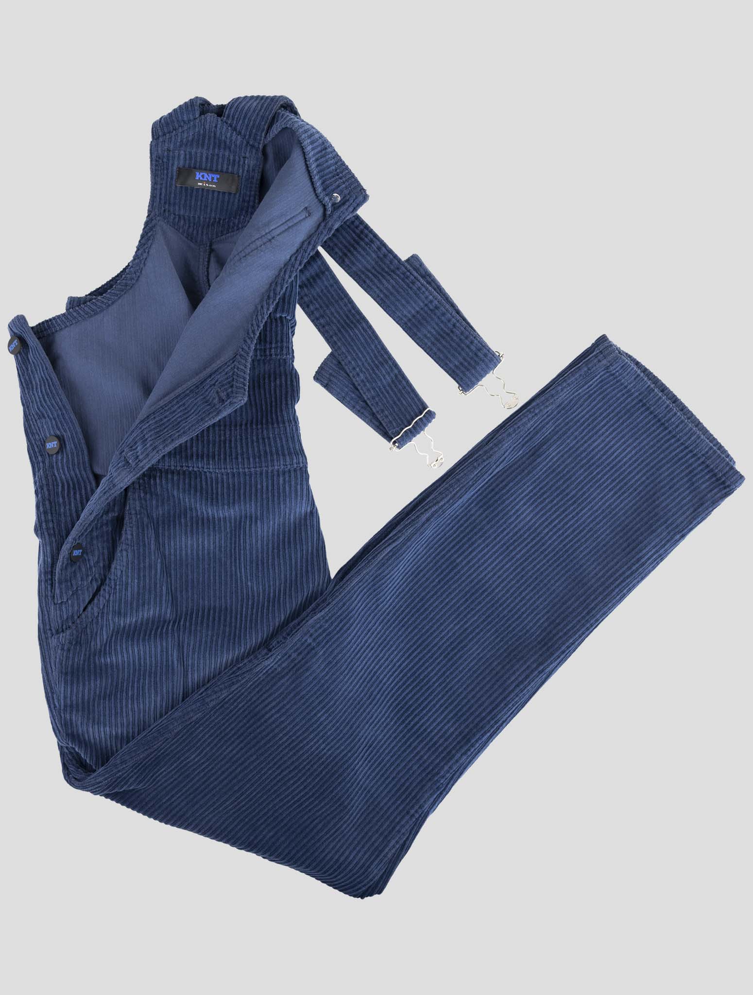 Kiton Knt Blue Cotton Ea Velvet Salopette
