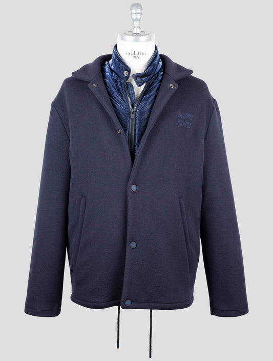 Kiton Knt Dark Blue Virgin Wool Pa Cashmere Overcoat