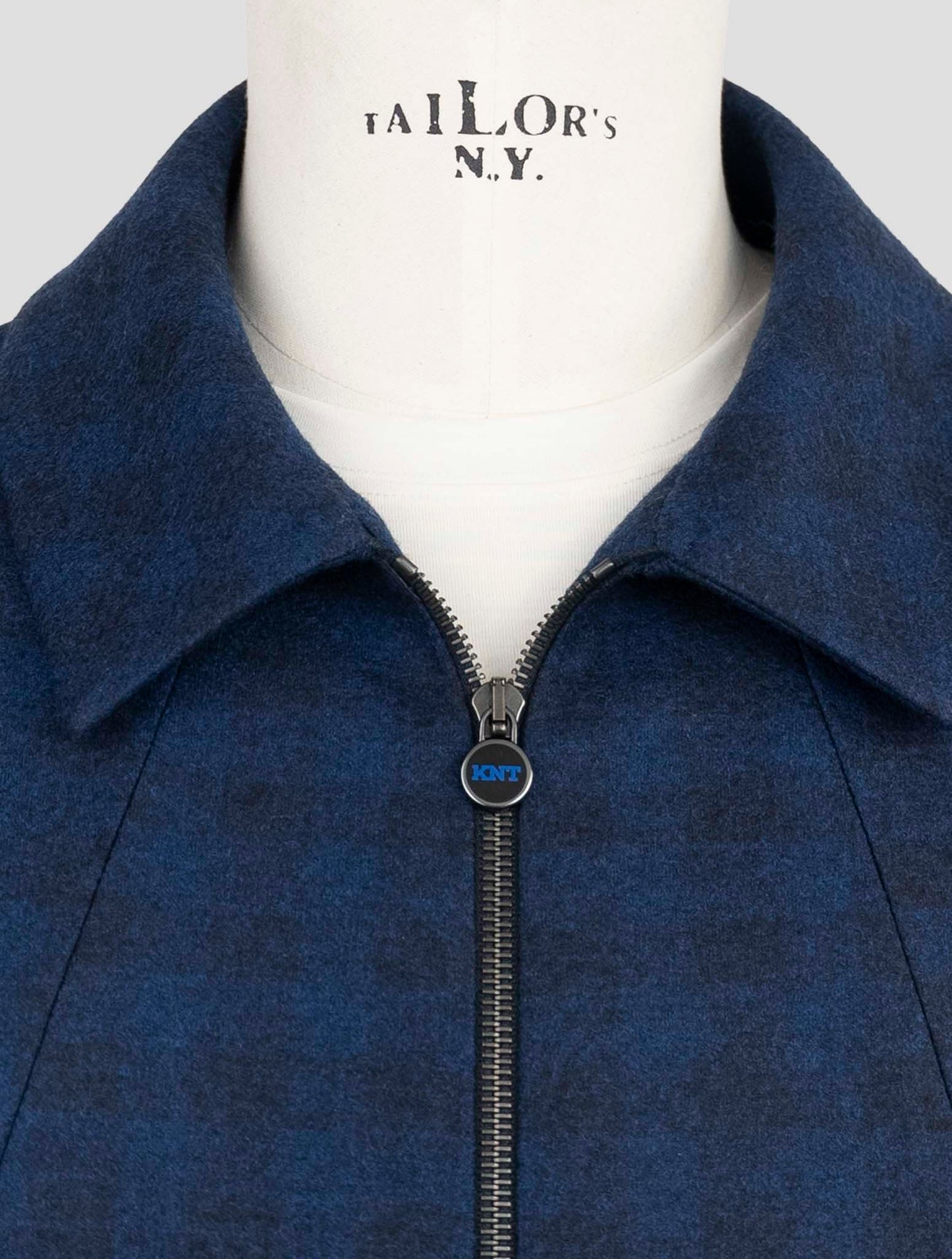 Kiton Knt Blue Fleece Wool Coat